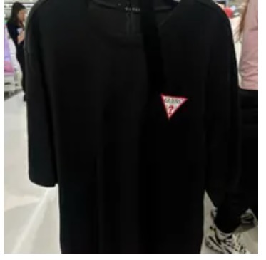 [S] GUESS **MINI TRIANGLE SEMI-OVERFIT SHORT SLEEVE T-SHIRT,BLACK, MN2K9465-BLK (SGU484)