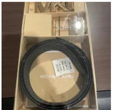 [S] MICHAEL KORS TWO TONE BUCKLE BELT,BLACK MULTI/GOLD, 558732-BLACK/GOLD (SMK657)