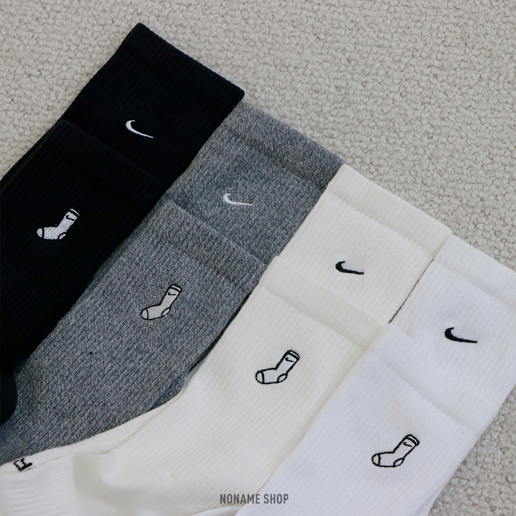 NIKE EVERYDAY PLUS DRI-FIT 刺繡 小勾 長襪 緩震 快乾 兩雙一包 襪子 黑白 米白灰
