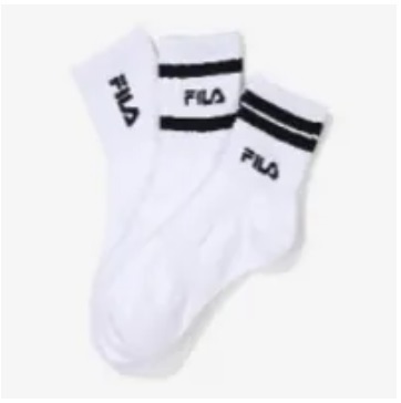 [S] FILA ** 3 BUNDLES OF MODIFIED LOGO MEDIUM SIZE,WHITE, FS3SCF5357X-WHI (SFL336)
