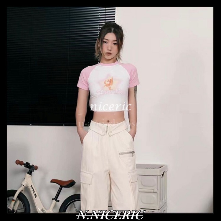 【NICE歐美日韓代購】韓國代購🇰🇷 酷辣妹搞怪猫咪系列 修身短版上衣 街頭短袖 可愛貓咪T恤