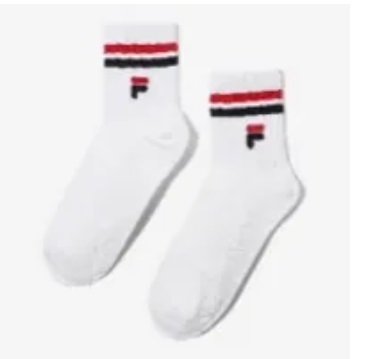 [S] FILA **F LOGO STRIPED MID CREW SOCKS,OFF WHITE, FS3SCF6316X-OWH (SFL340)