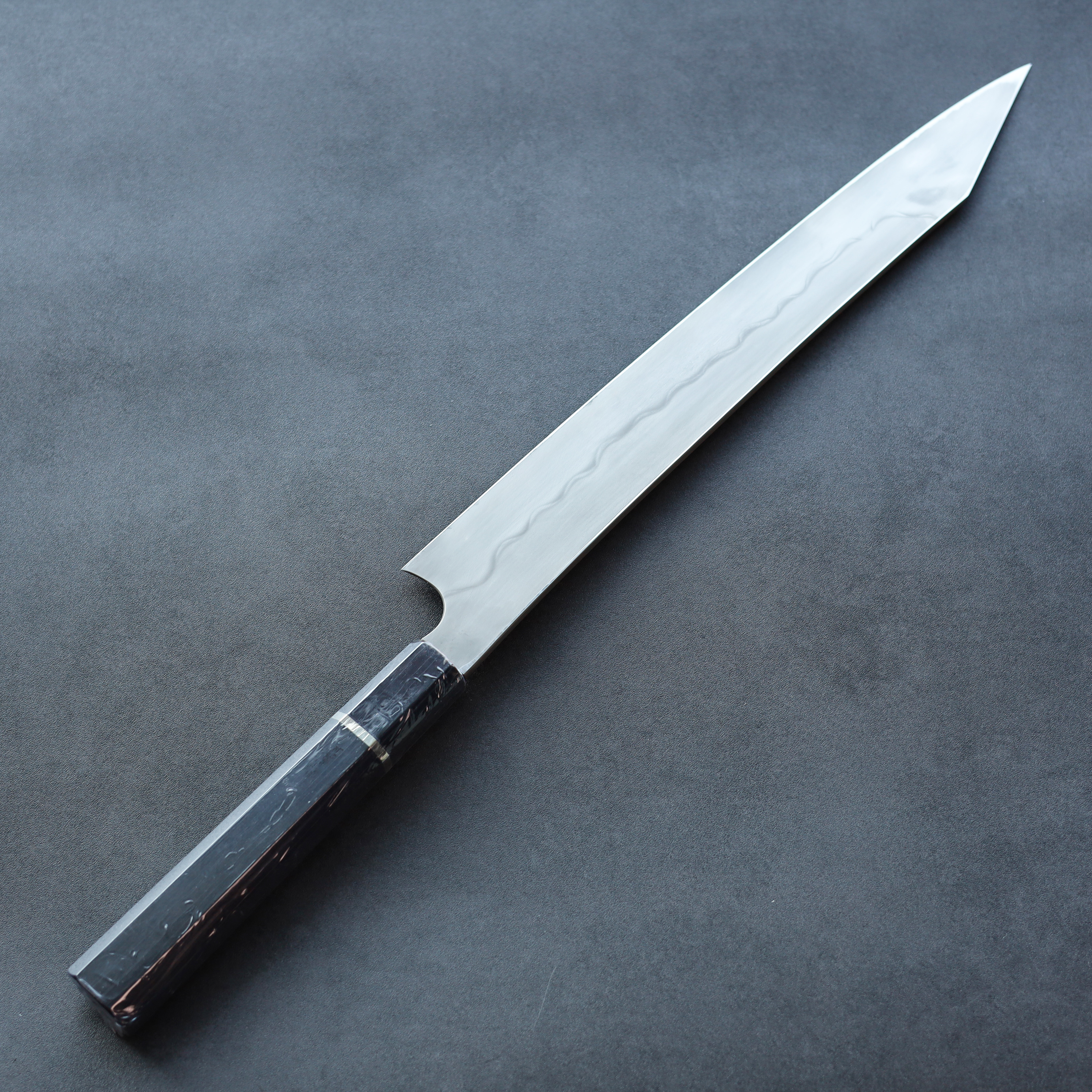 二唐刃物　本焼　白一鋼　柳　300 二唐刃物切付柳刃300mm 白一鋼水本燒