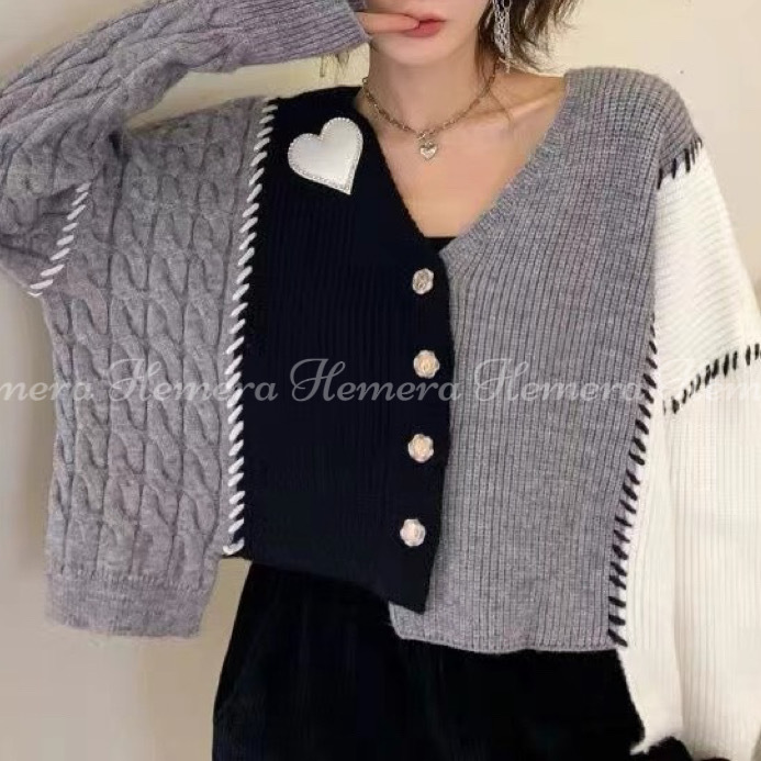 JK23W1119 甜心拼布不規則外套