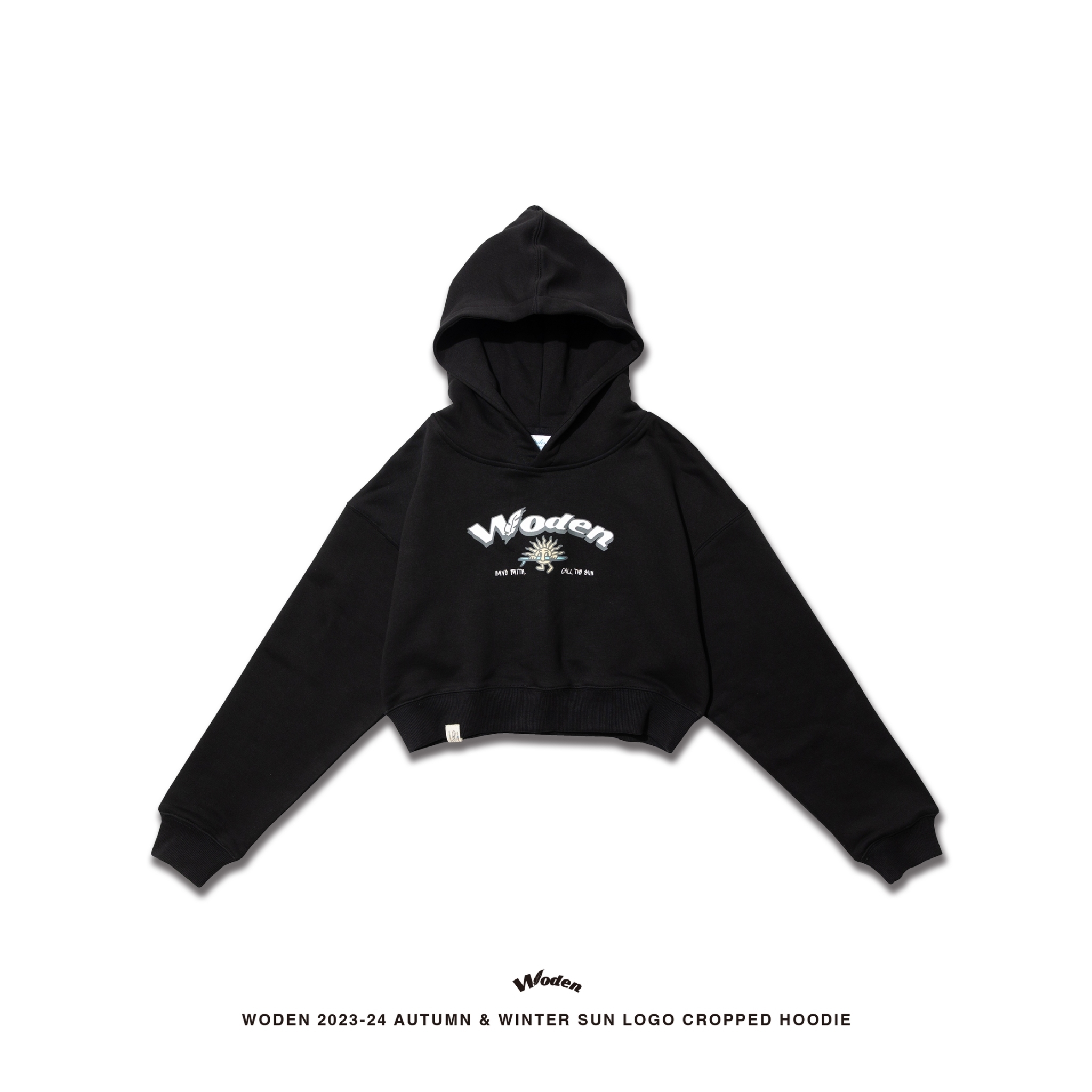 WODEN 2023-24 Autumn & Winter 016 SUN LOGO Cropped Hoodie