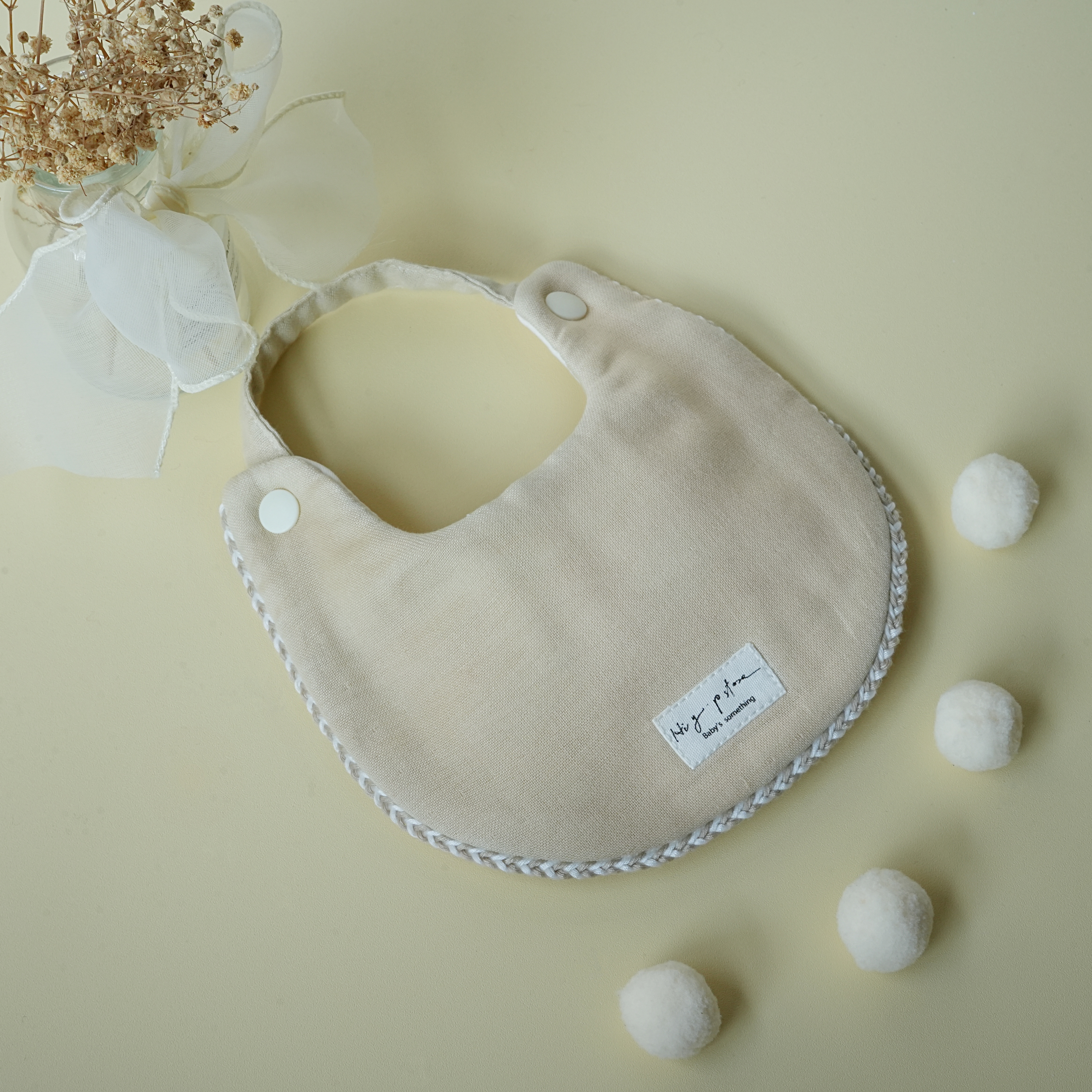 Hi Y.P store-手作圍兜-亞麻黃（編織滾邊）