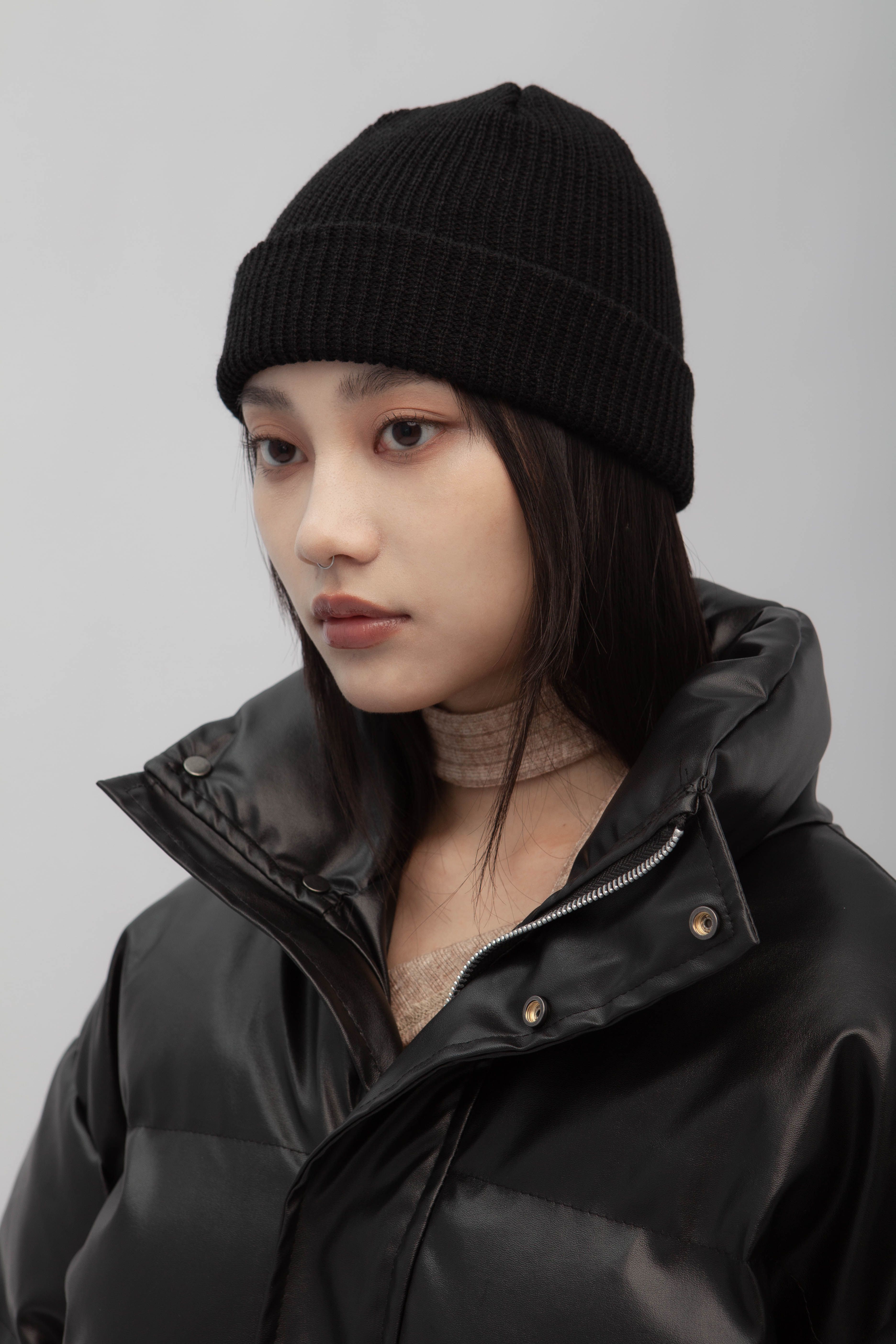 翻摺羅紋針織毛帽(男女適用)