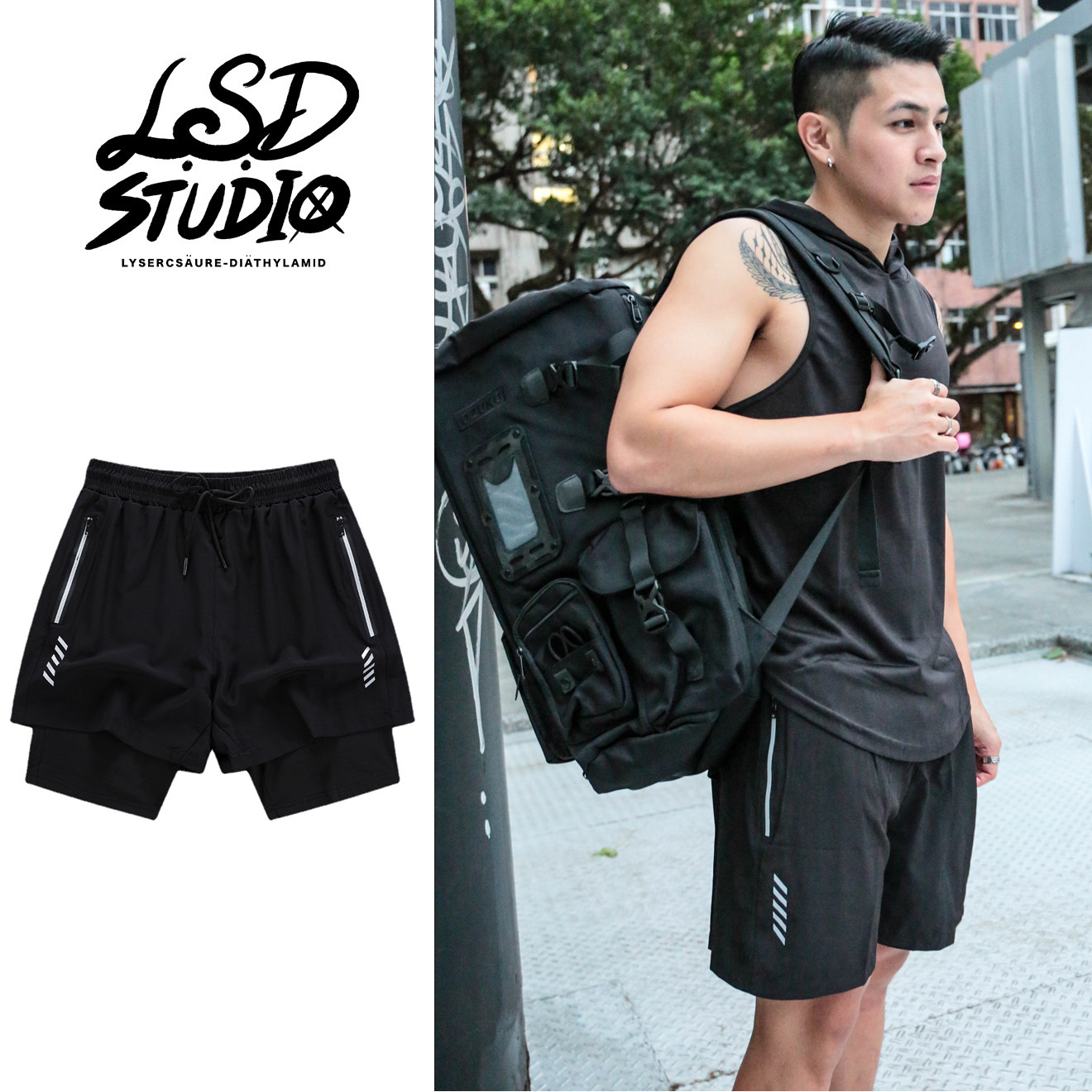 【SPLKS001】斜紋極簡設計訓練專用雙層運動褲