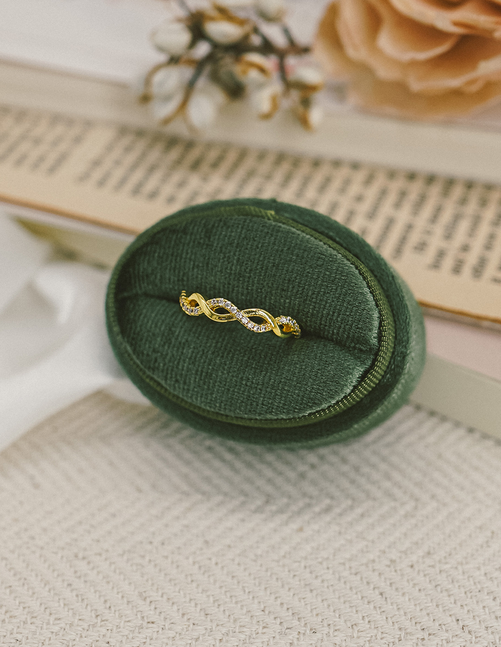 交織排鑽可調式戒指