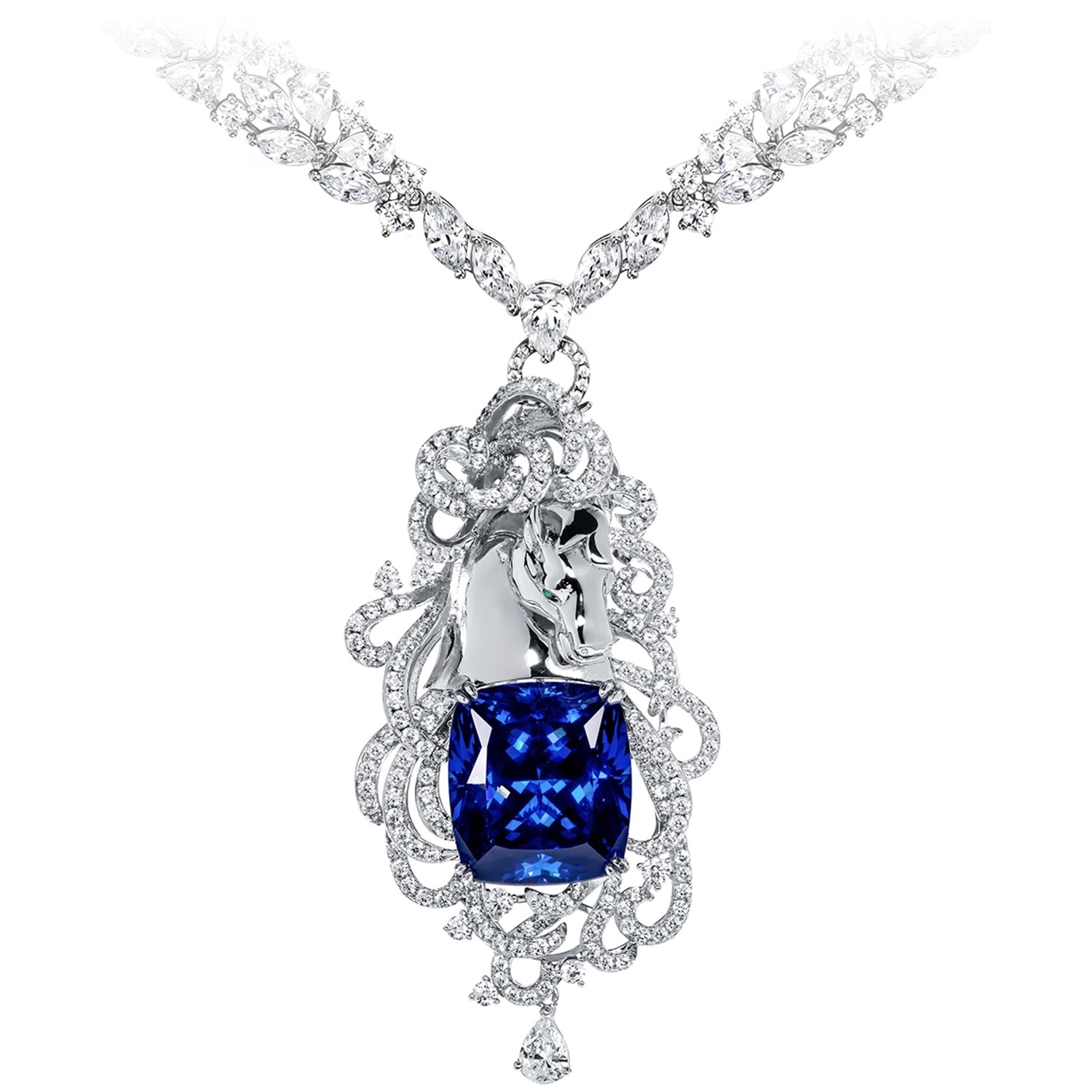 藍鎬石馬頭項鍊 925銀項鍊