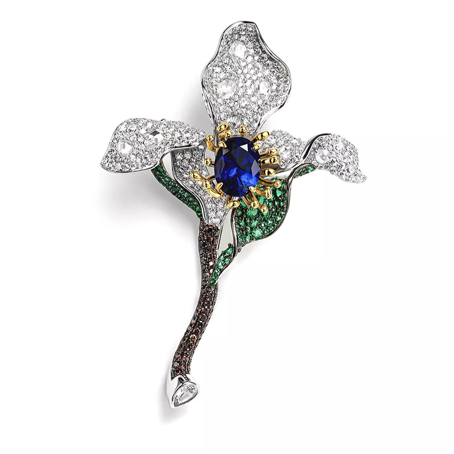 高定款藍花胸針  925銀胸針