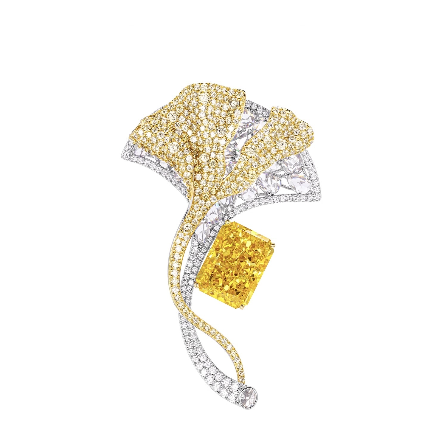 秋華杏葉合成锆石胸針 925銀胸針