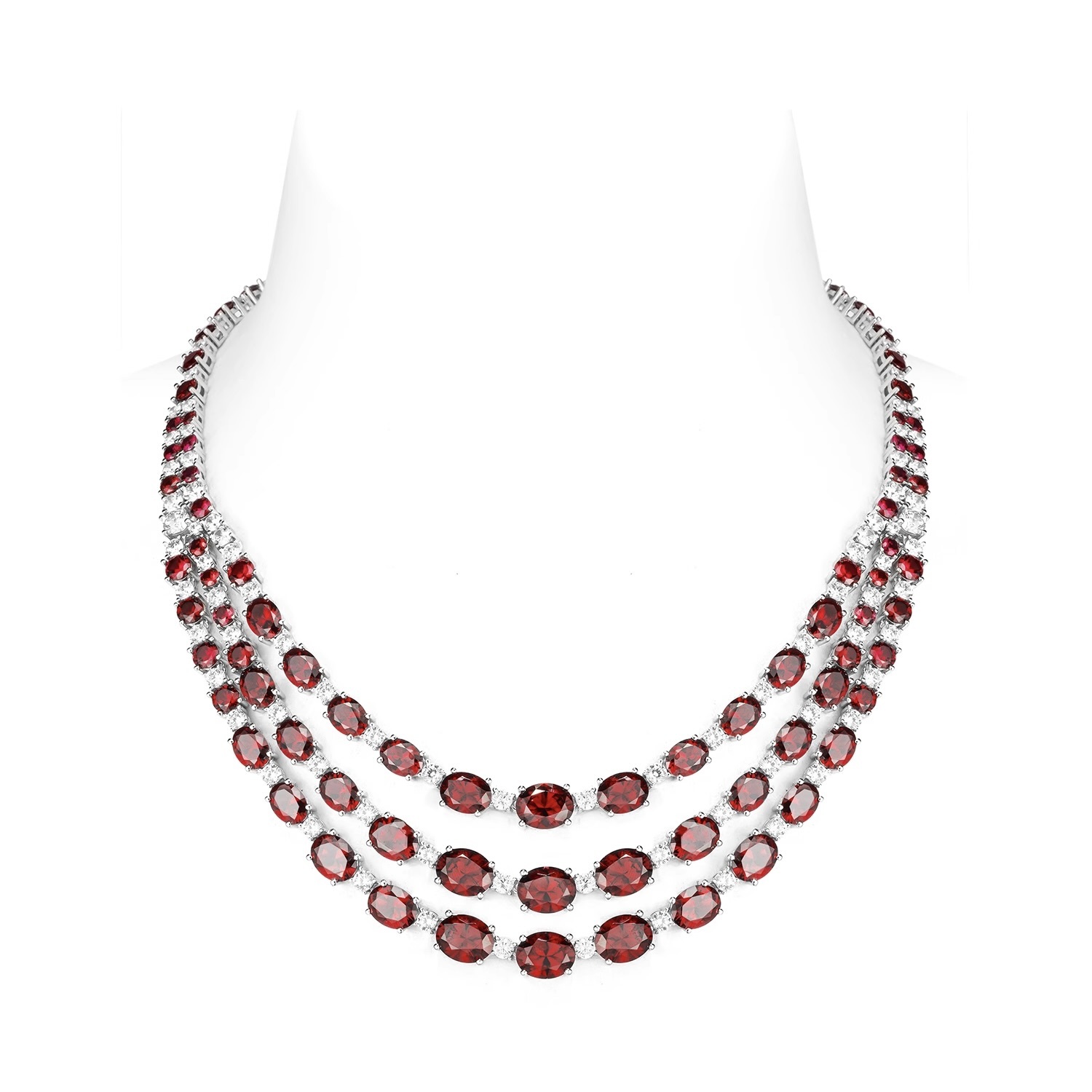 氣質款鴿血红鋯石項鍊  925銀項鍊