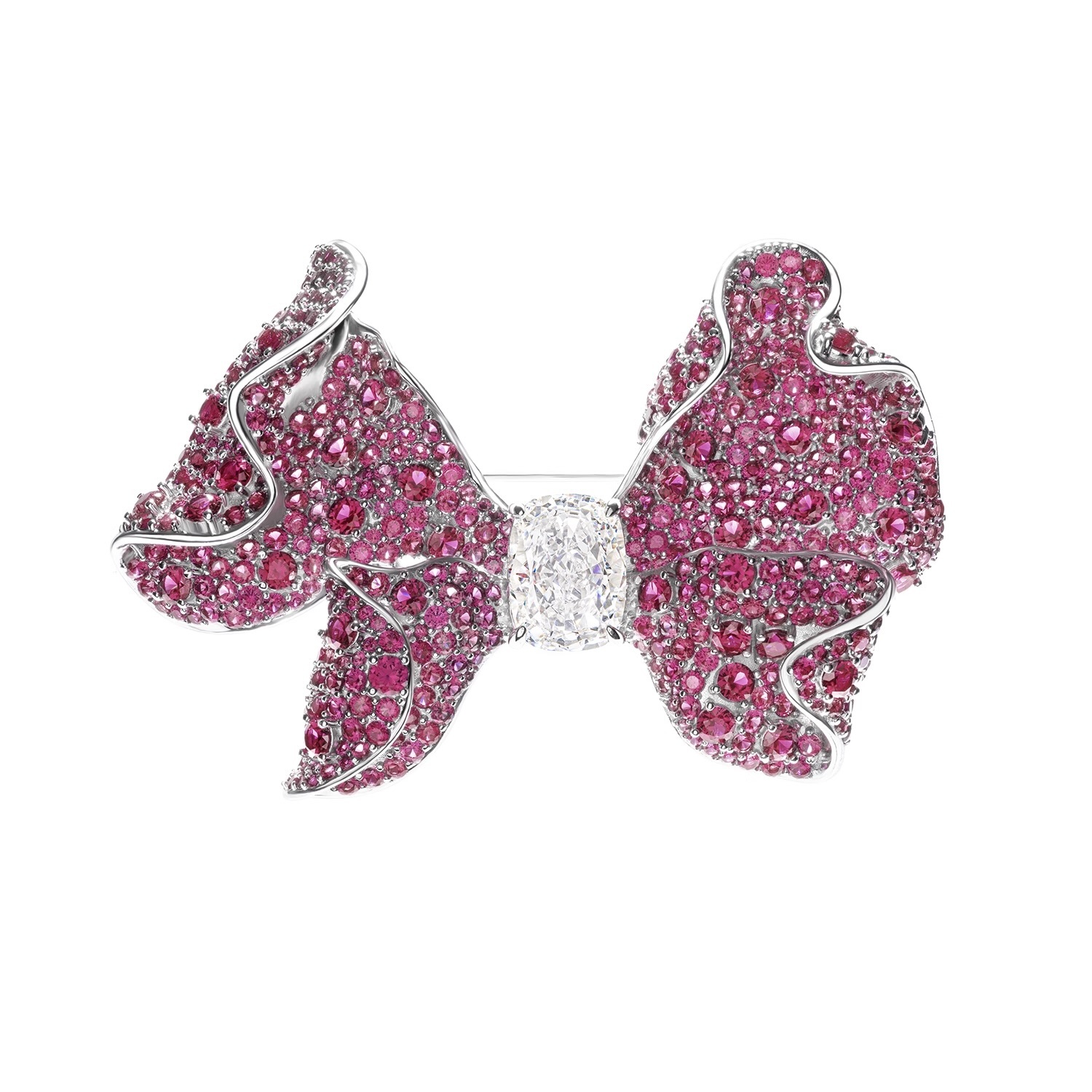 杜鵑花玫粉色蝴蝶结胸針  925銀胸針