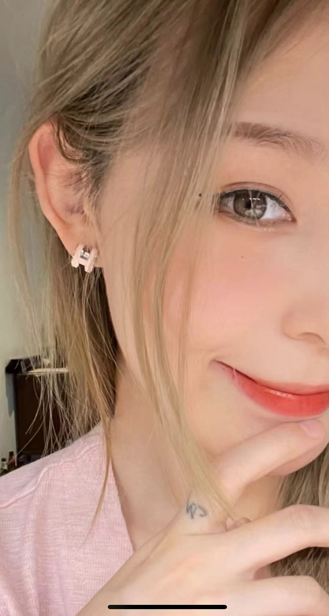 Hermes 粉銀色耳環 -M