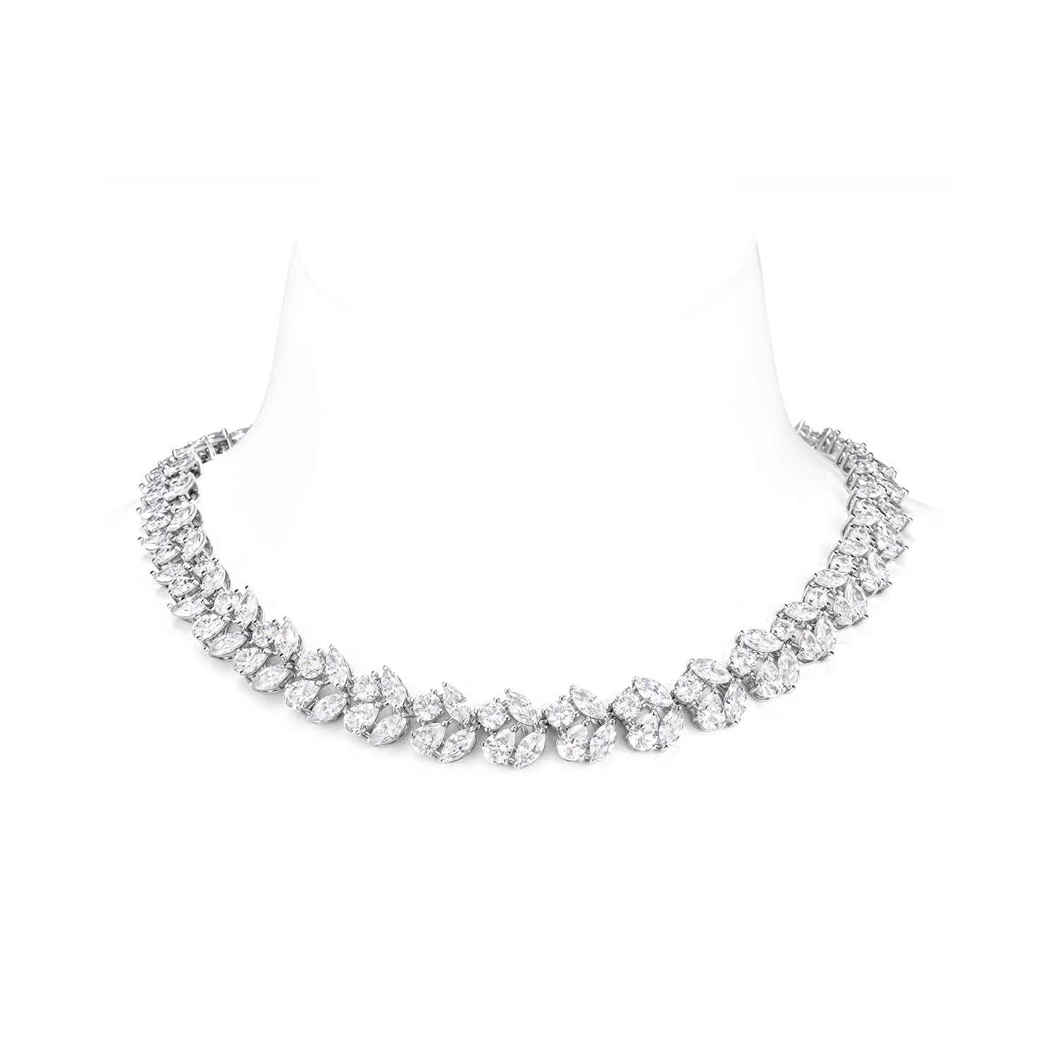 月光女神合成鋯石頸鏈 925銀頸鏈