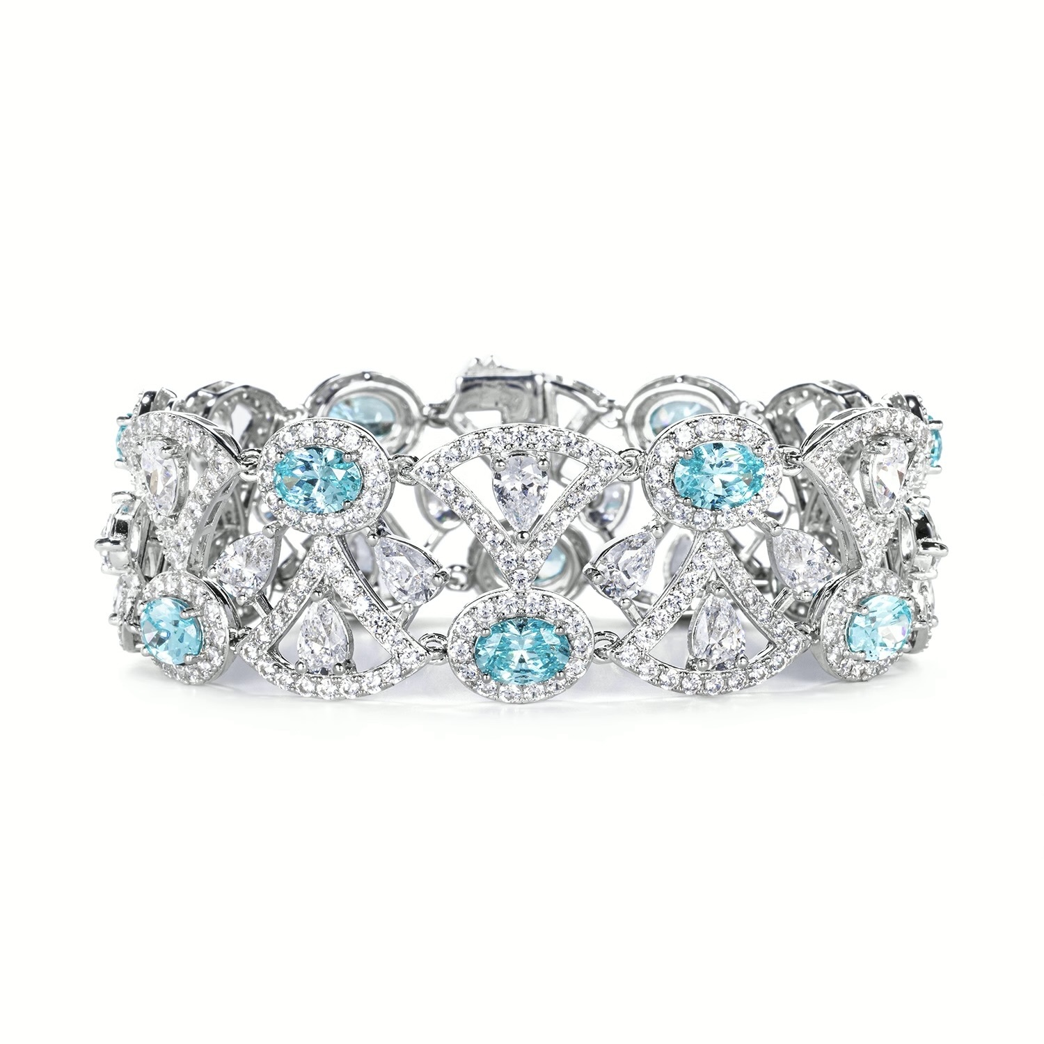 合成锆石水晶戒指 925銀戒指