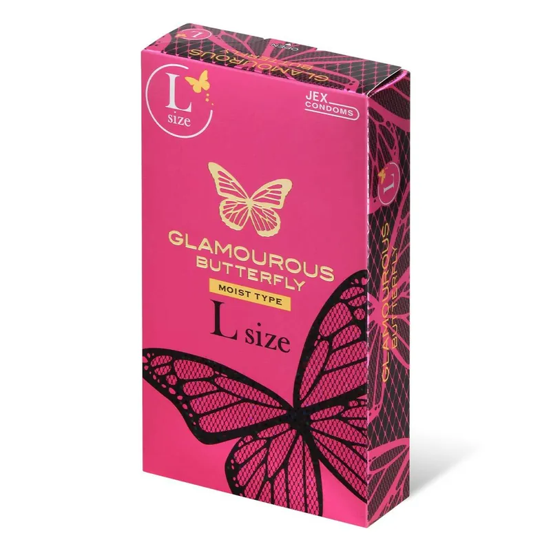 Jex Glamourous Butterfly Moist Type L Size 8's Pack Latex Condom