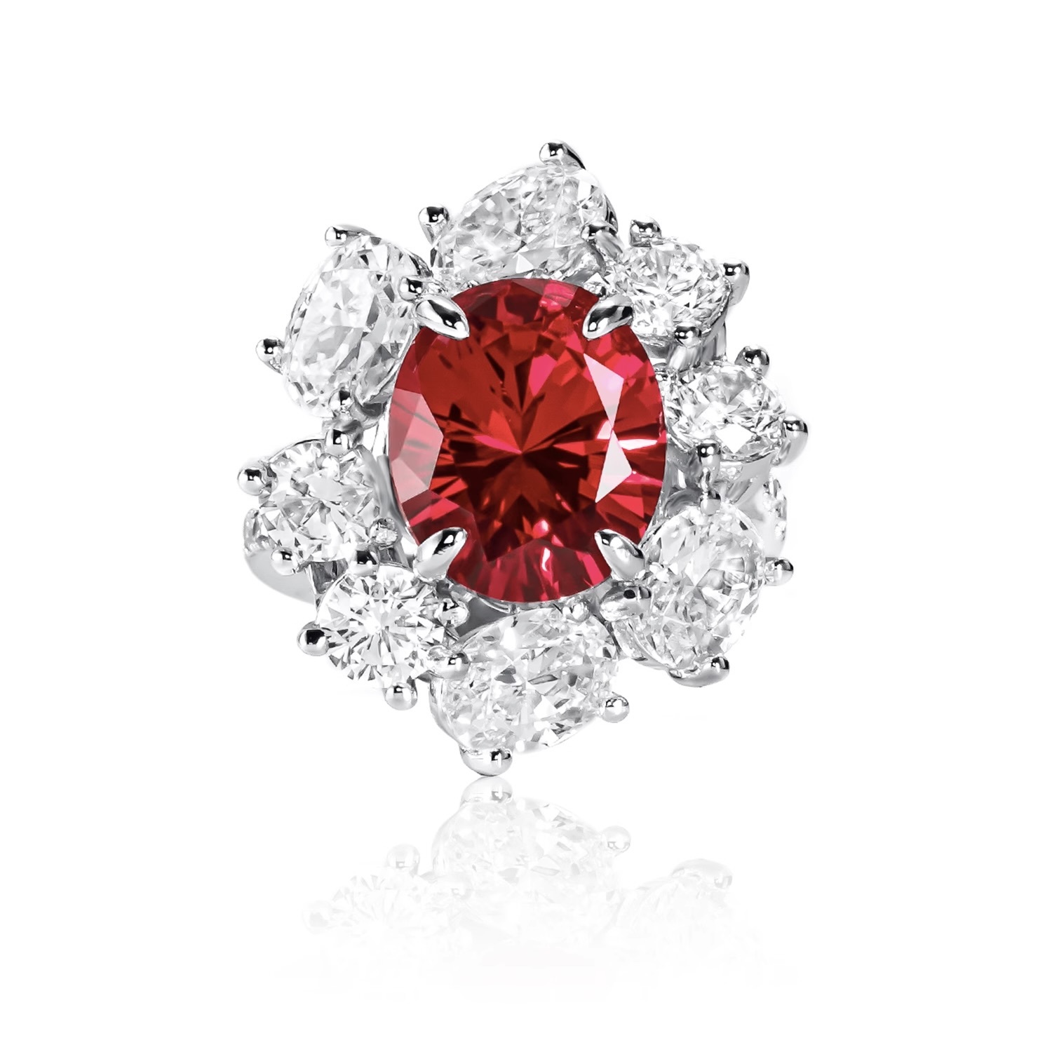 繁花鴿血红色戒指 925銀戒指