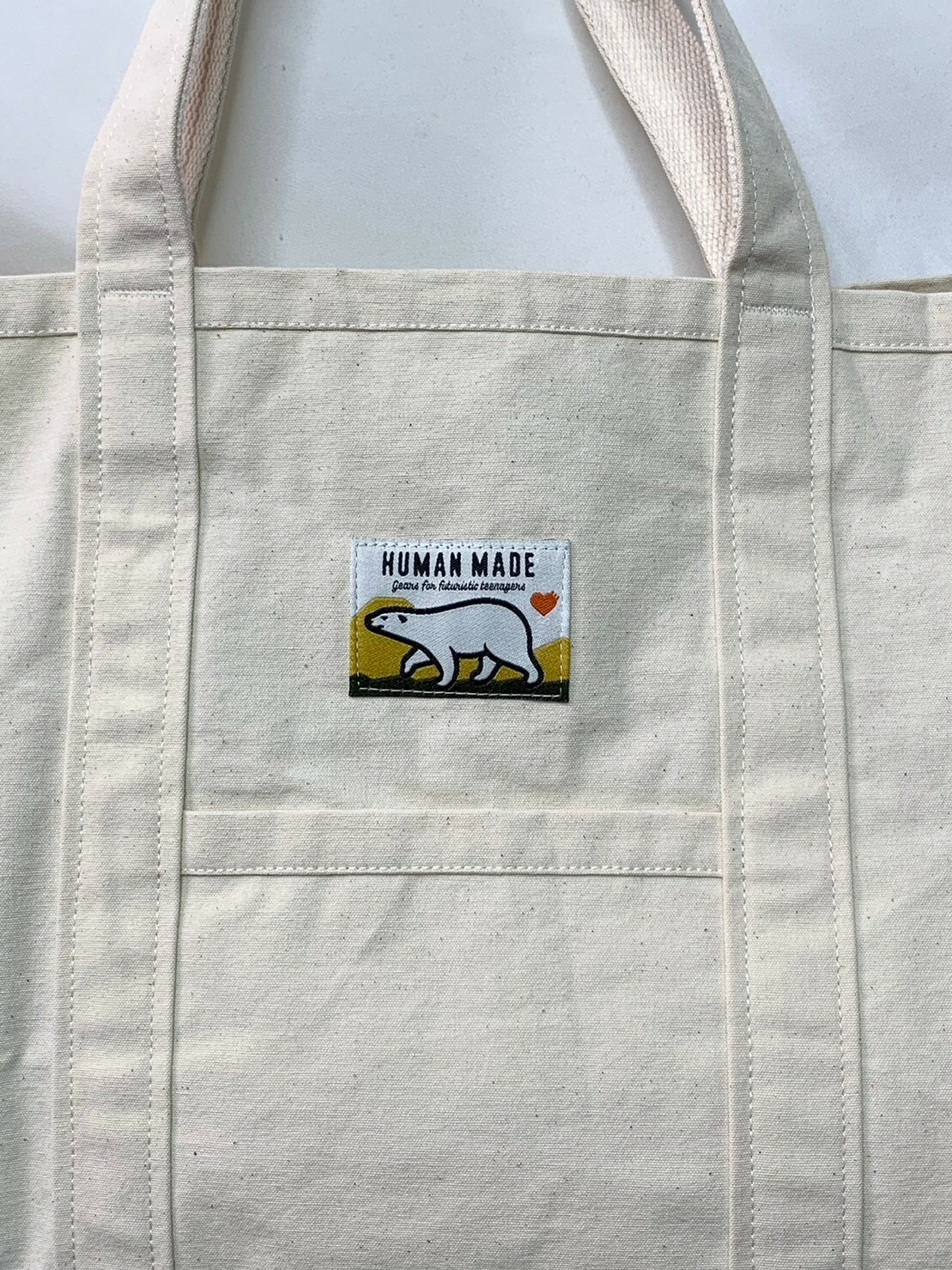 HUMAN MADE 北極熊LOGO 米白 帆布大提包