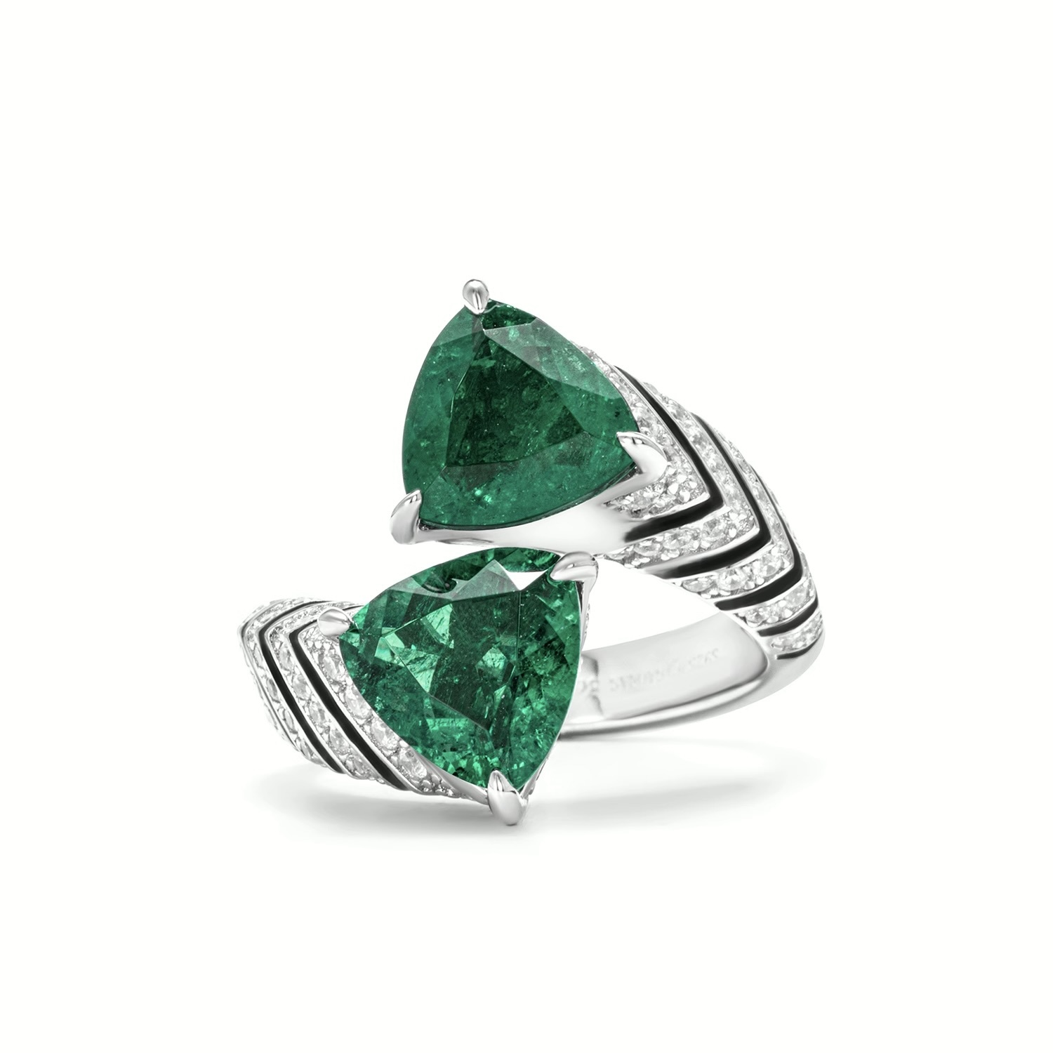 輕奢綠色開口戒  925銀戒指