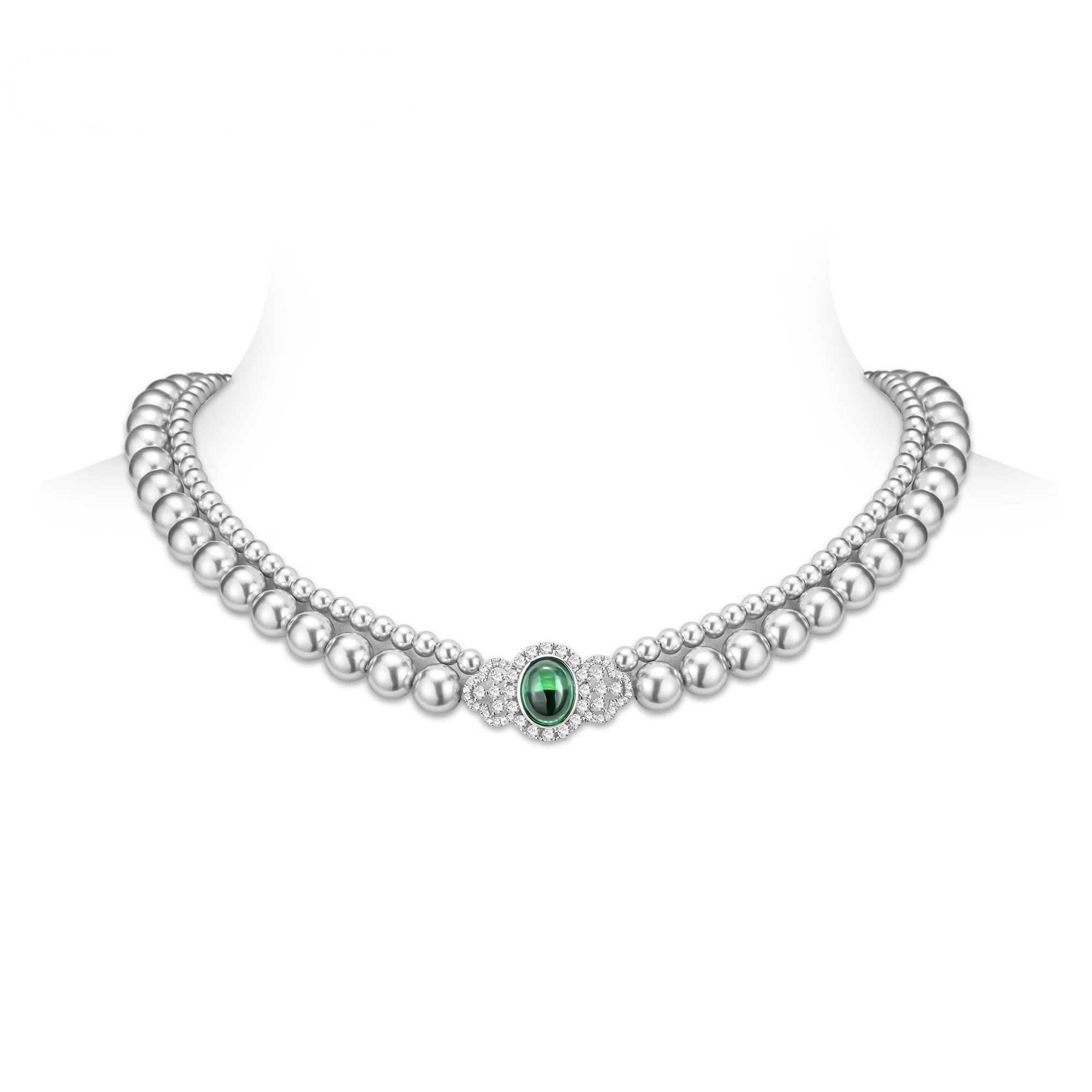 氣質灰珠項鍊 925銀項鍊