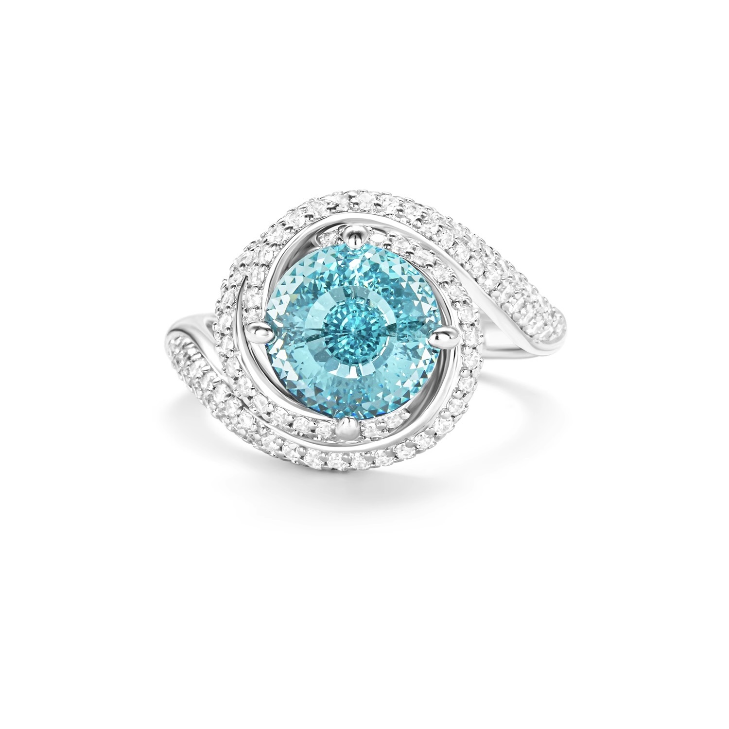 環環相扣帕拉藍色戒指 925銀戒指