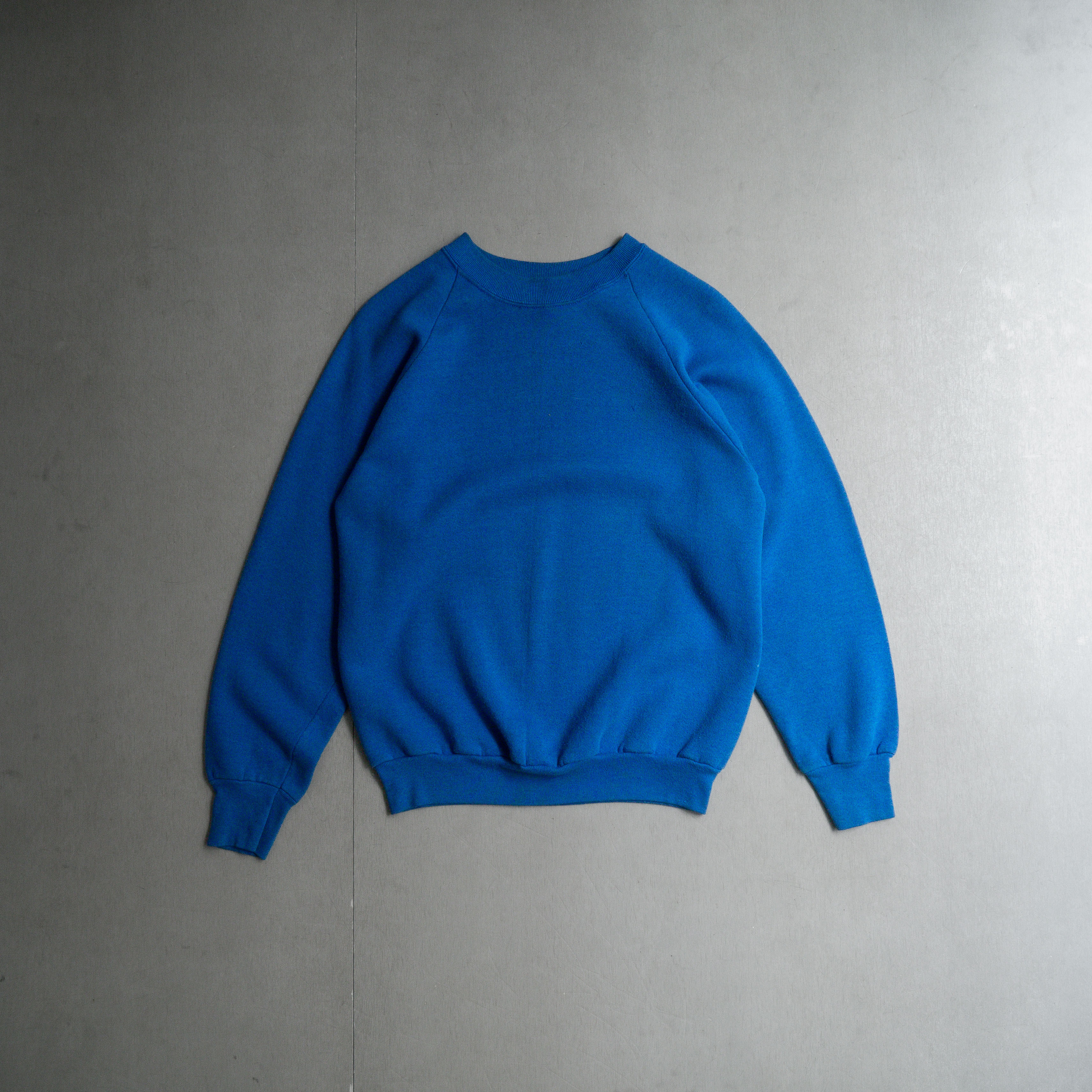 80S VINTAGE BLANK SWEATSHIRT 美國製 寶藍色 素面 長袖 衛衣 大學T