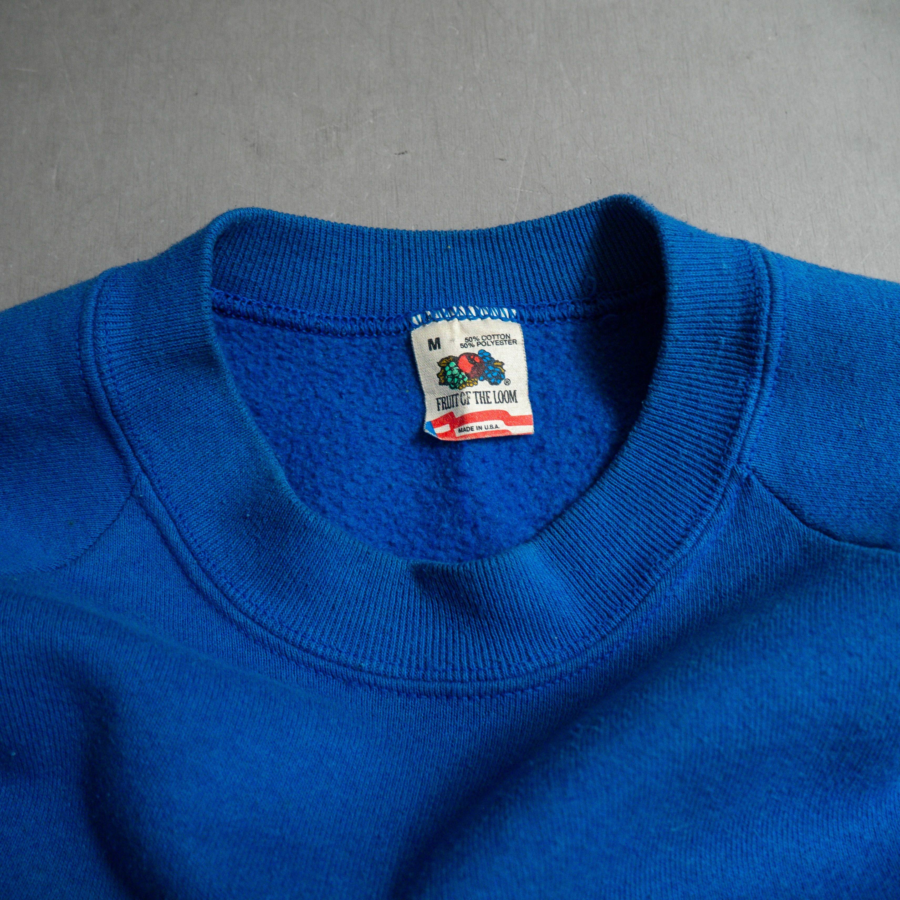 80S VINTAGE BLANK SWEATSHIRT 美國製 寶藍色 素面 長袖 衛衣 大學T