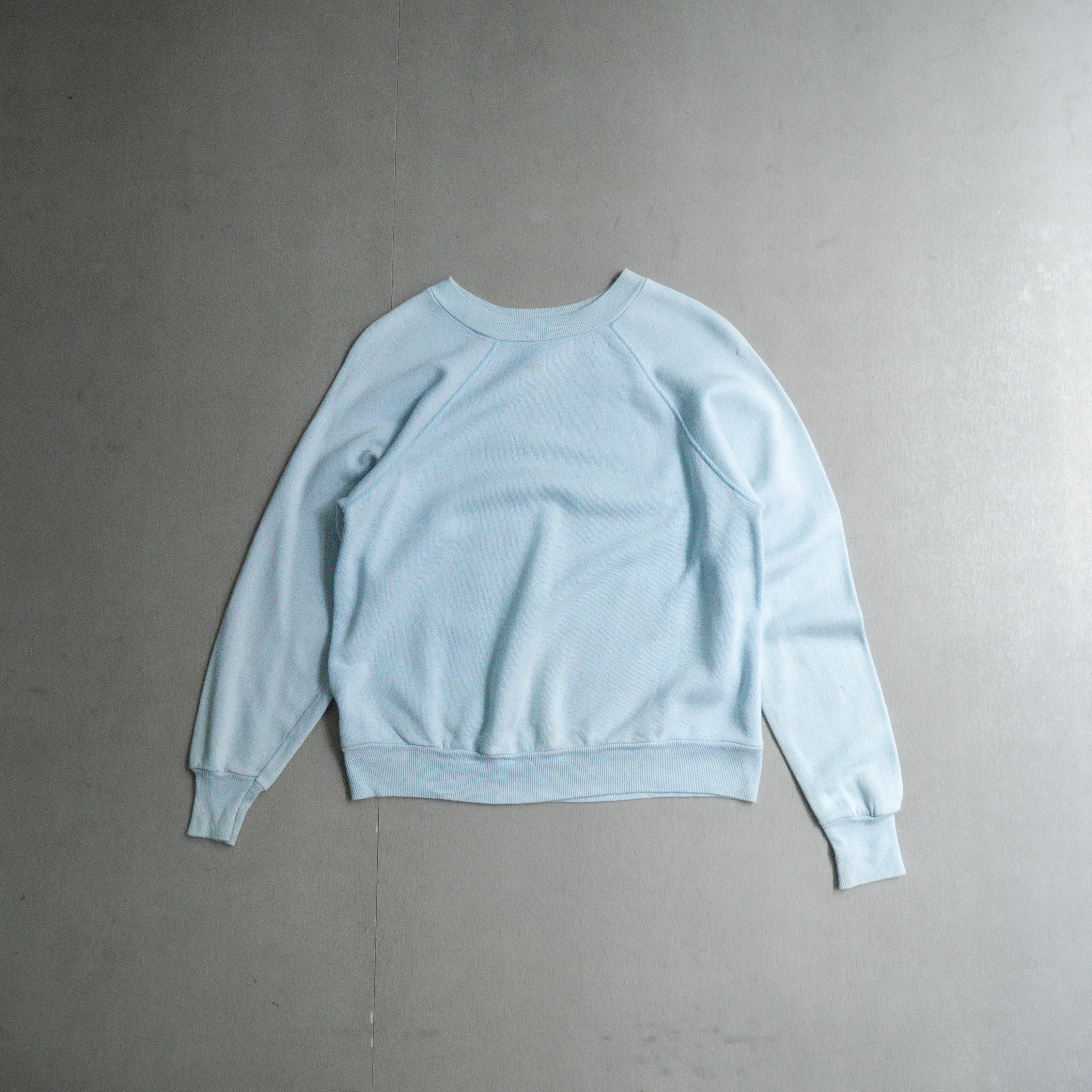 80S VINTAGE BLANK SWEATSHIRT 美國 粉藍色 素面 長袖 衛衣 大學T