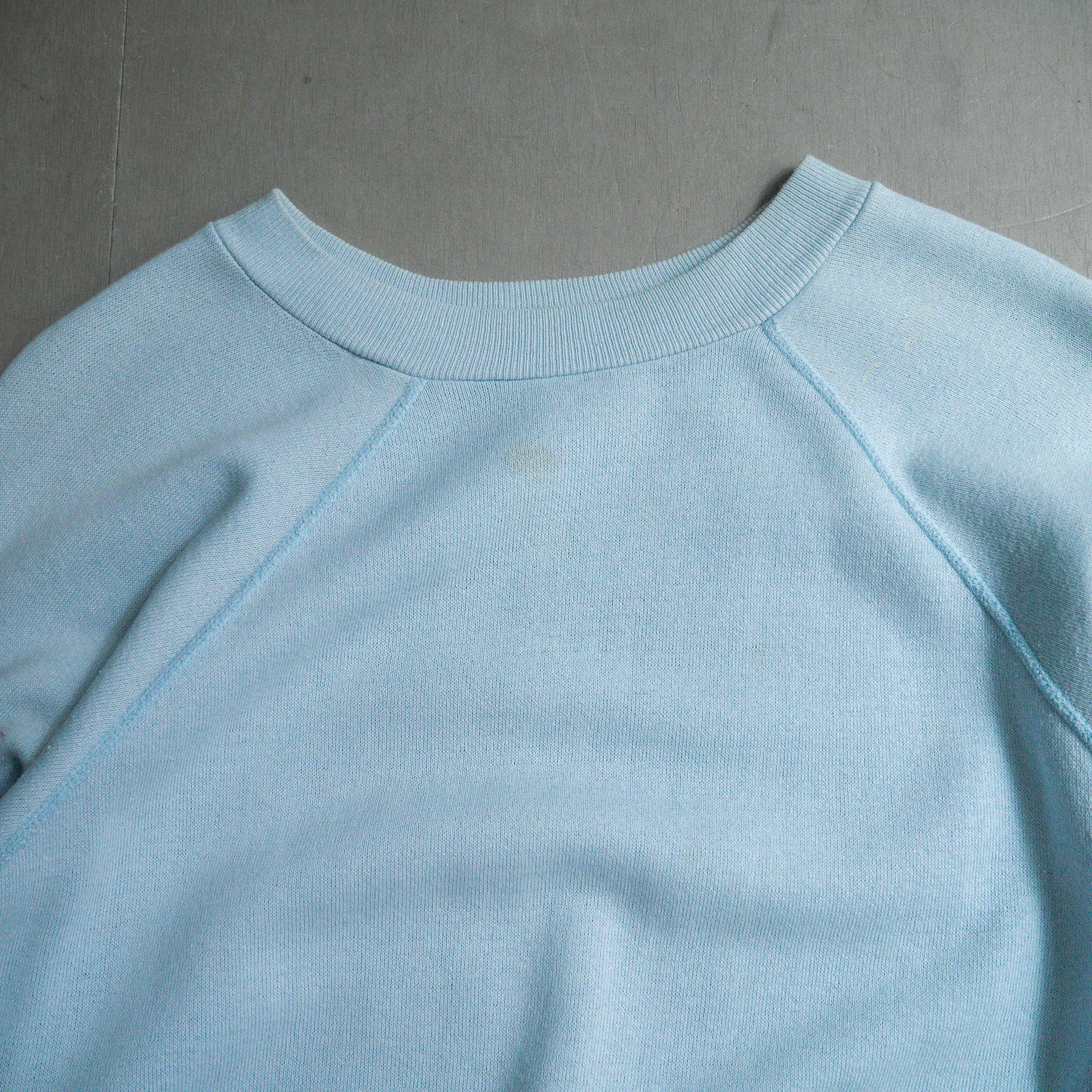 80S VINTAGE BLANK SWEATSHIRT 美國 粉藍色 素面 長袖 衛衣 大學T