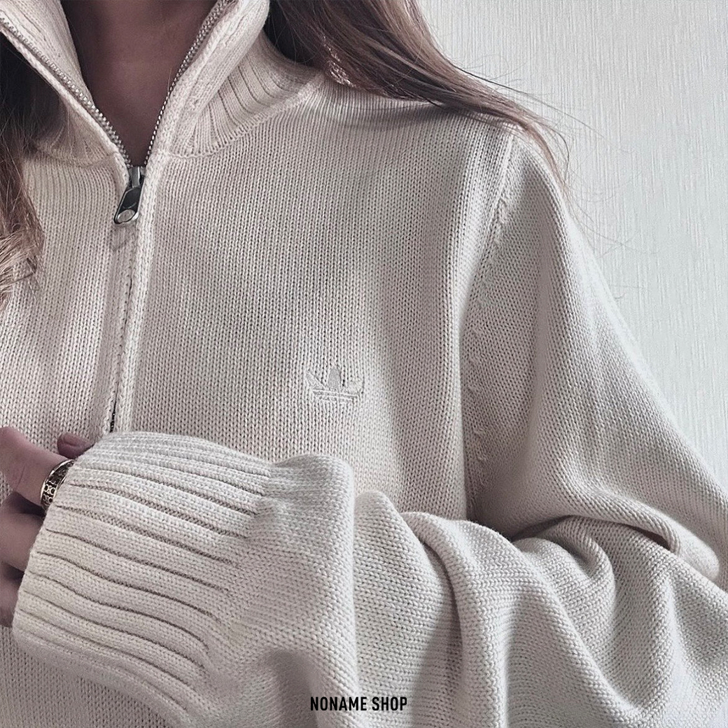 ADIDAS ORIGINALS ESSENTIALS 針織 短版 刺繡 上衣 拉鍊 半開襟 三色 (女款)