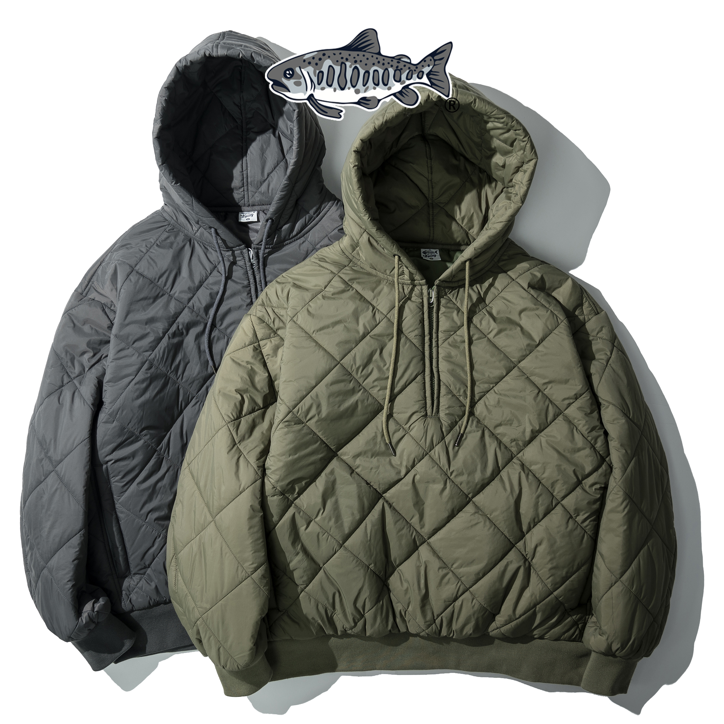 AGILITY Rhombus Padded Zip Hoodie 菱格衍縫 鋪棉 內膽外套 [L98]