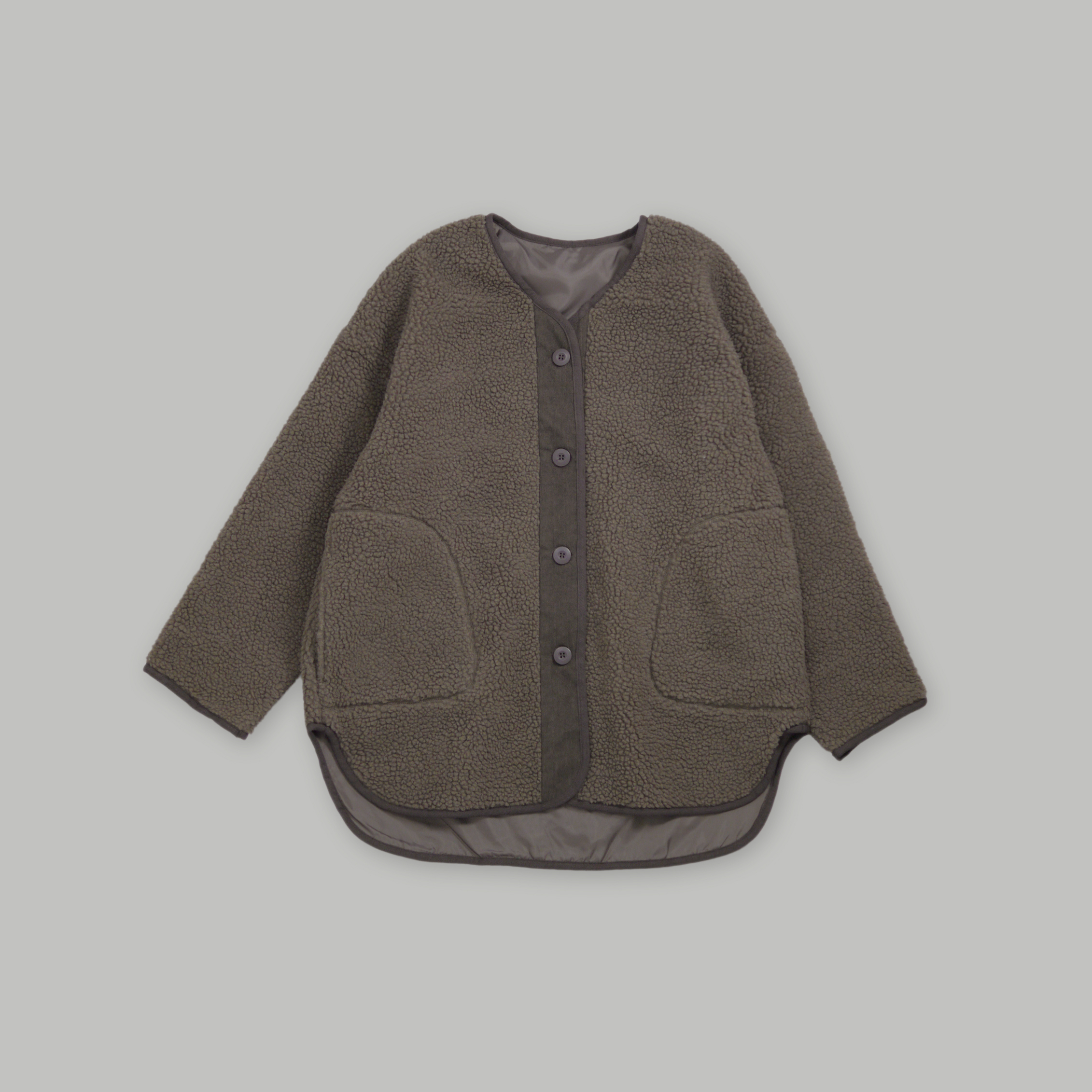 J.P.L. 無領滾邊抓毛絨外套 ╭ 2色 ╮