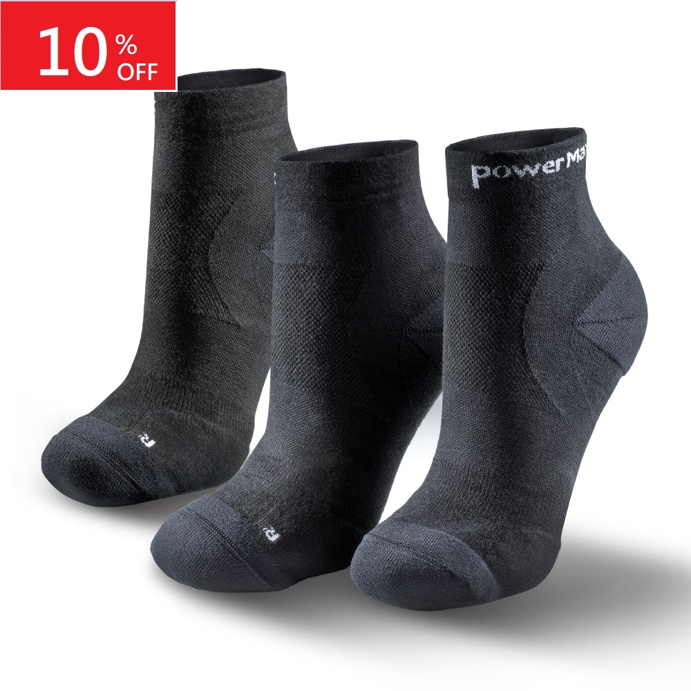 【PowerMax】Σ全鎖跟貼紮型護踝襪-科技黑3入組合｜肌腱、腳踝防護｜肌貼襪、馬拉松襪、跑步襪、運動襪、護踝襪｜台灣製造
