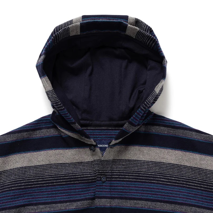 23AW ディセンダント MULE HOODED STRIPE LS SHIRT DESCENDANT/MULE HOODED STRIPE LS SHIRT (GREEN)