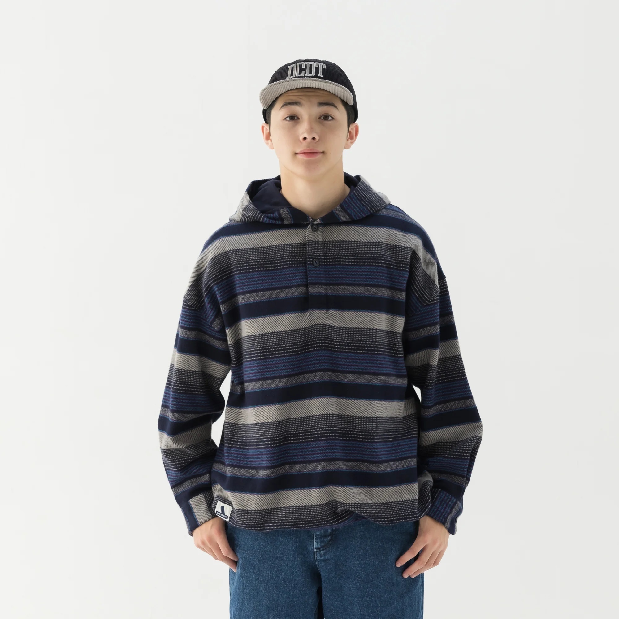 DESCENDANT MOLE HOODED STRIPE LS SHIRT