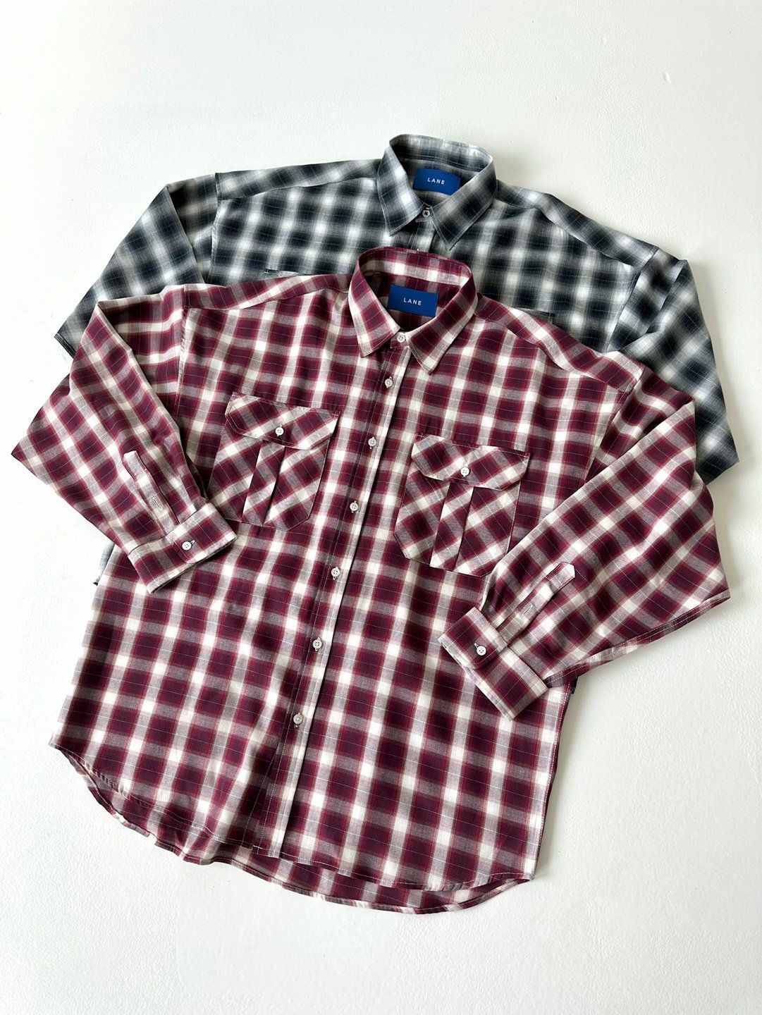 格仔長袖恤衫 LANE-006S