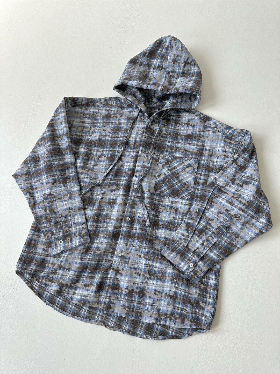 格仔連帽長袖恤衫 LANE-008S