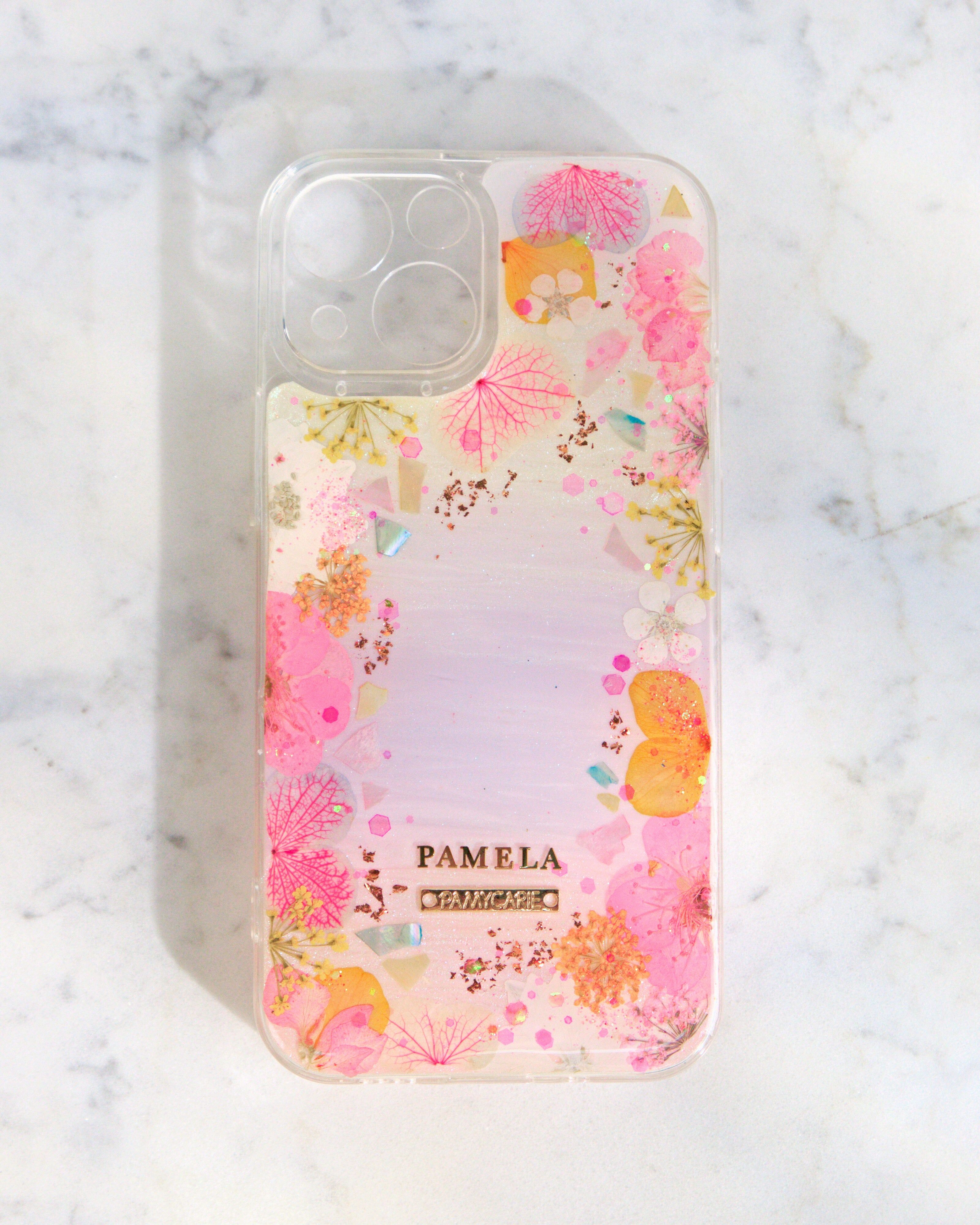 Pink Sakura & Hydrangea Resin Phone Case