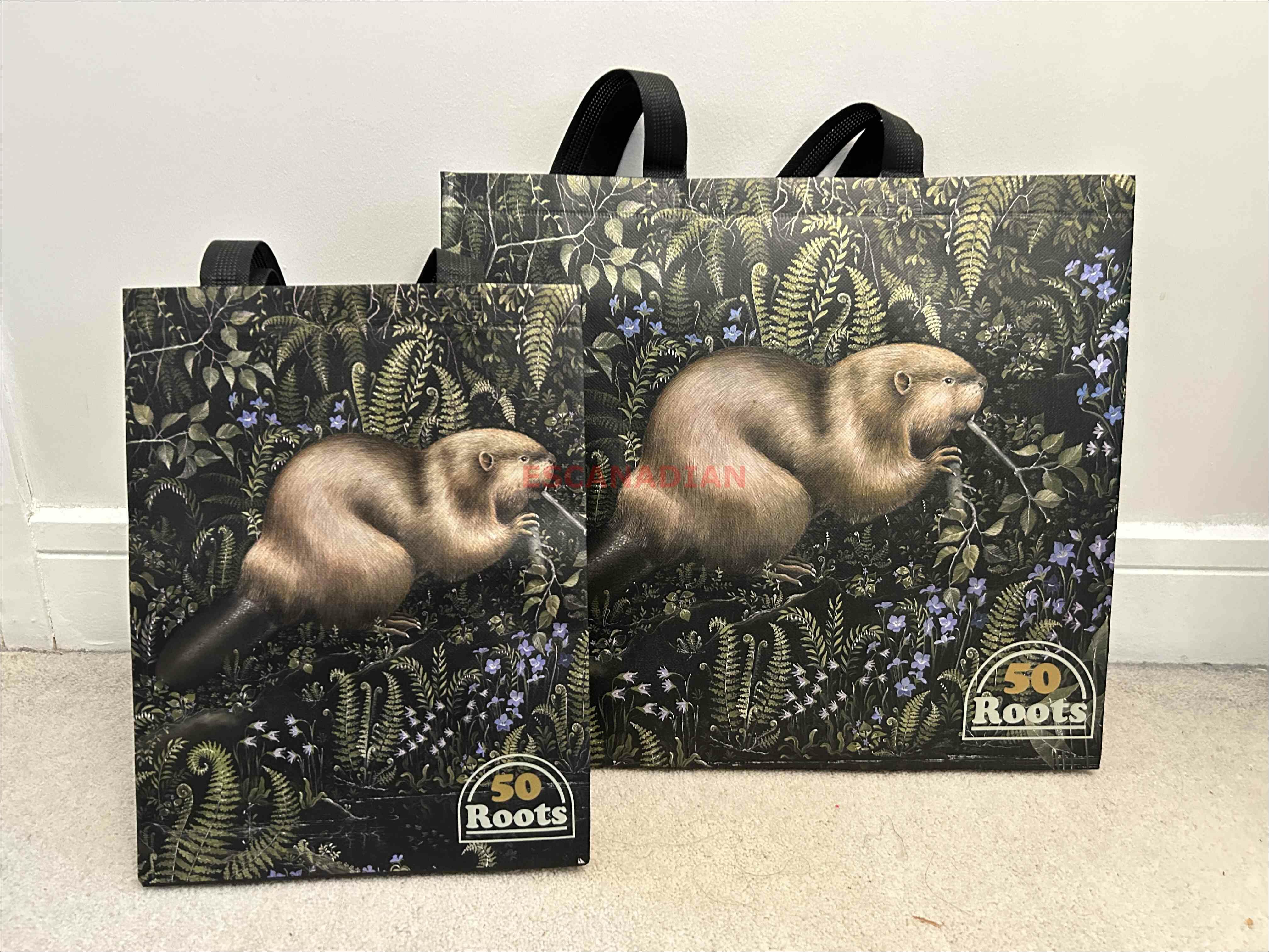 ROOTS 50週年系列 Heather海狸 環保購物袋 (2個尺寸)