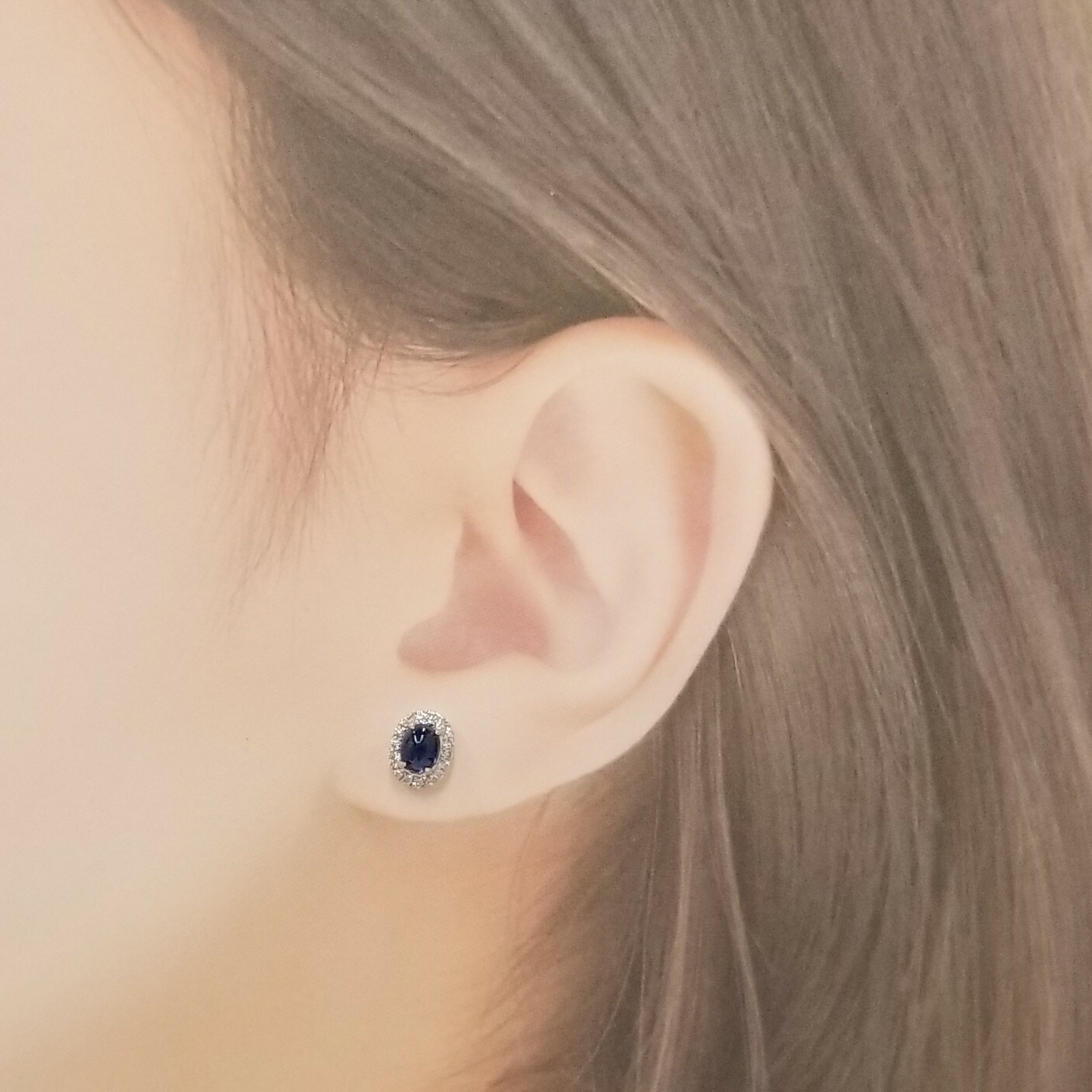 18K White Gold 1.12ct Sapphire and Diamond Earrings