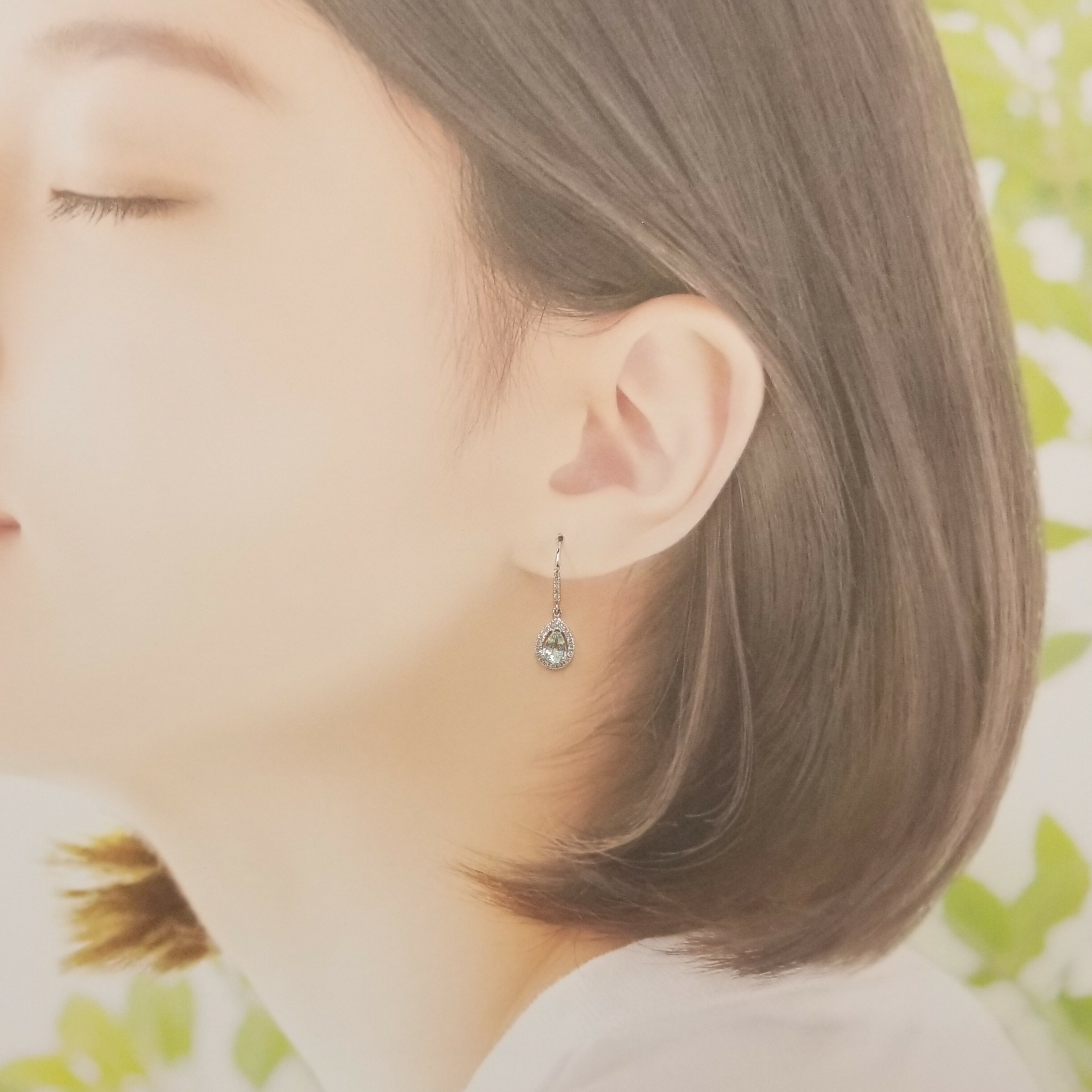 18K White Gold 0.93ct Paraiba and Diamond Drop Earrings