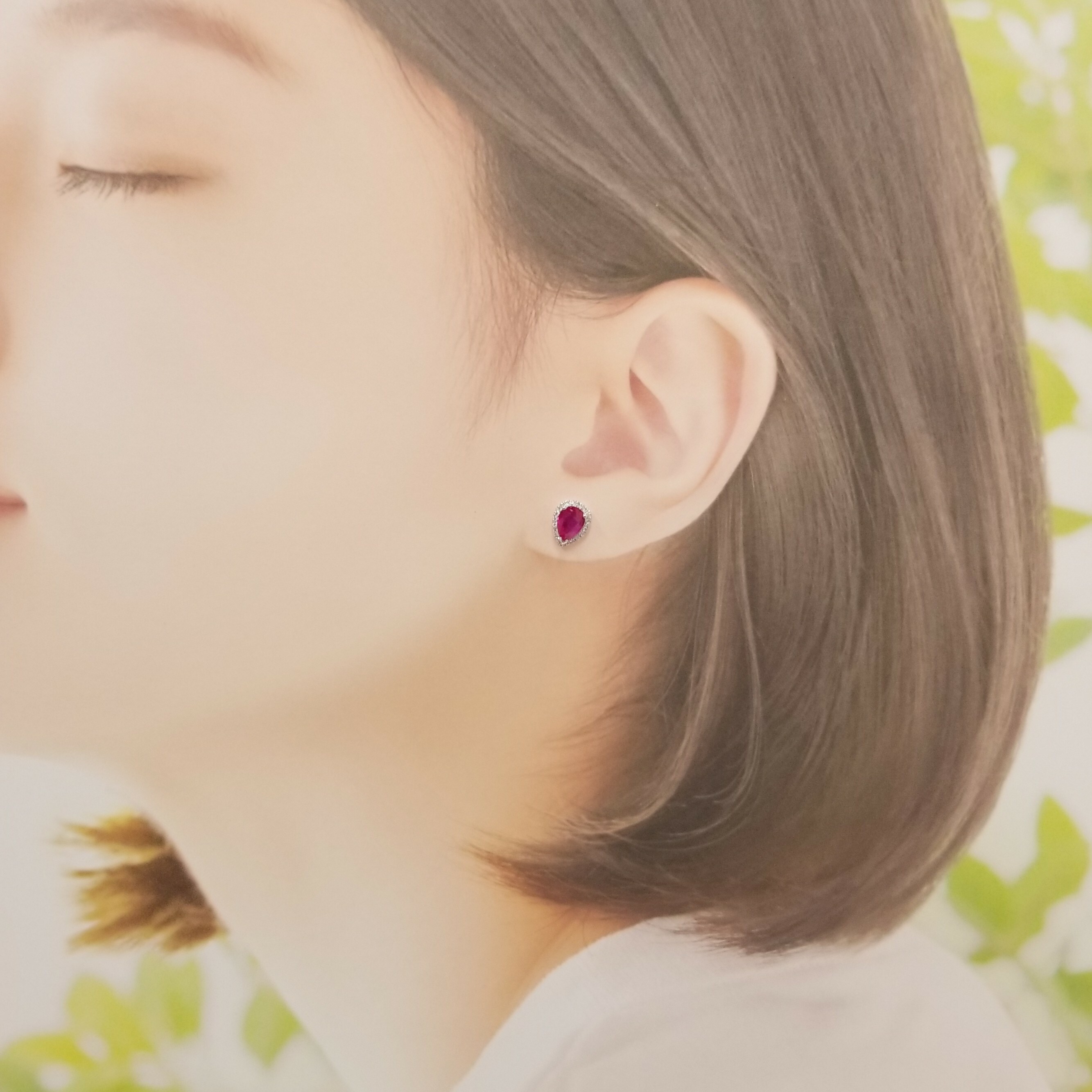 18K White Gold 1.57ct Ruby and Diamond Earrings