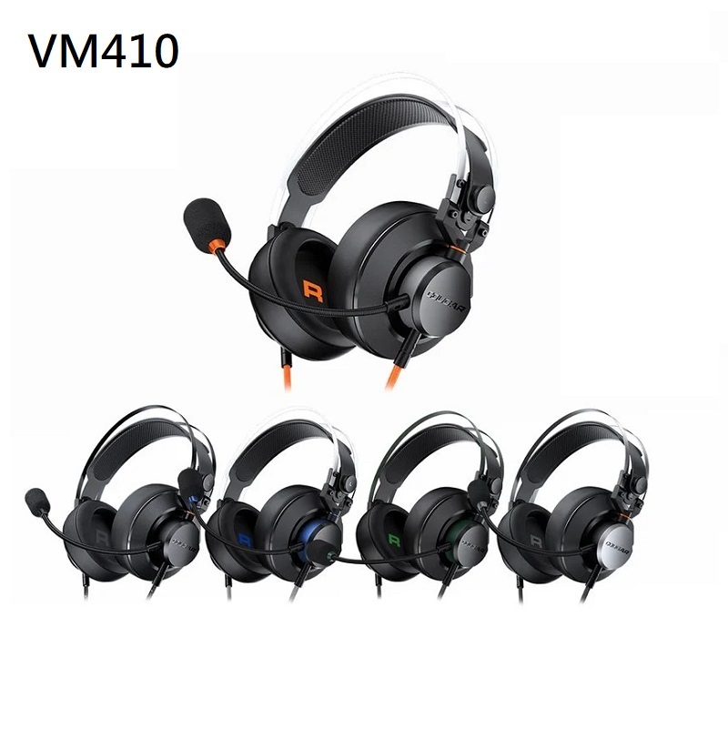 米特3C數位–COUGAR 美洲獅 VM410 黑色/黑橘/鐵灰/藍色/綠色 全罩式電競耳機麥克風