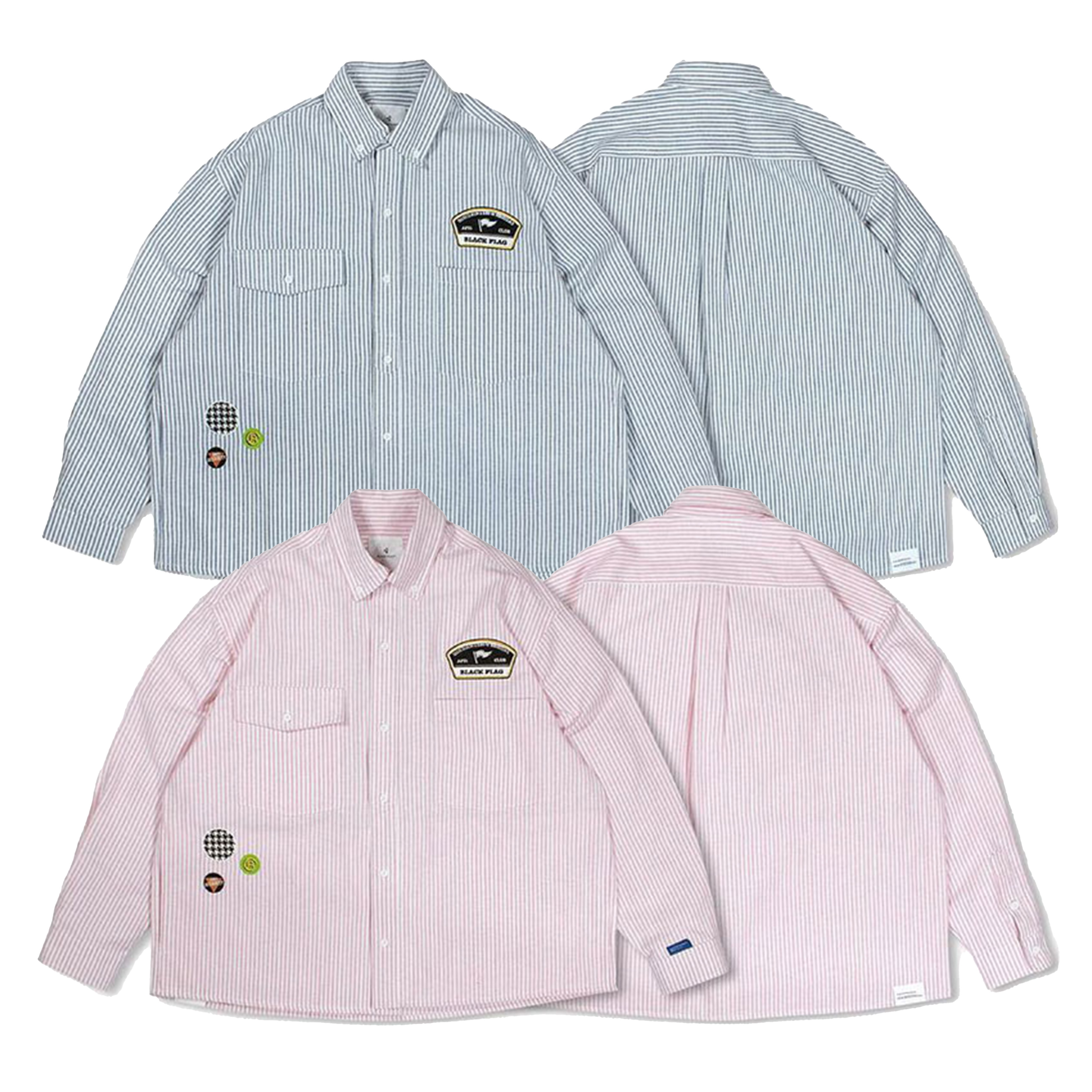 BLACK FLAG STRIPED SHIRT 布章直紋 長袖襯衫【JBF23S007】