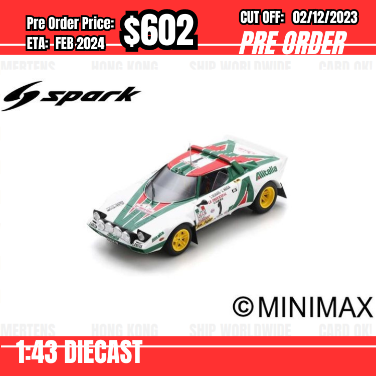 PO-$602 * Spark * 1:43 Lancia Stratos HF No.1 Winner Tour de Corse - Rallye de France 1976 S. Munari - S. Maiga [OD13/11]
