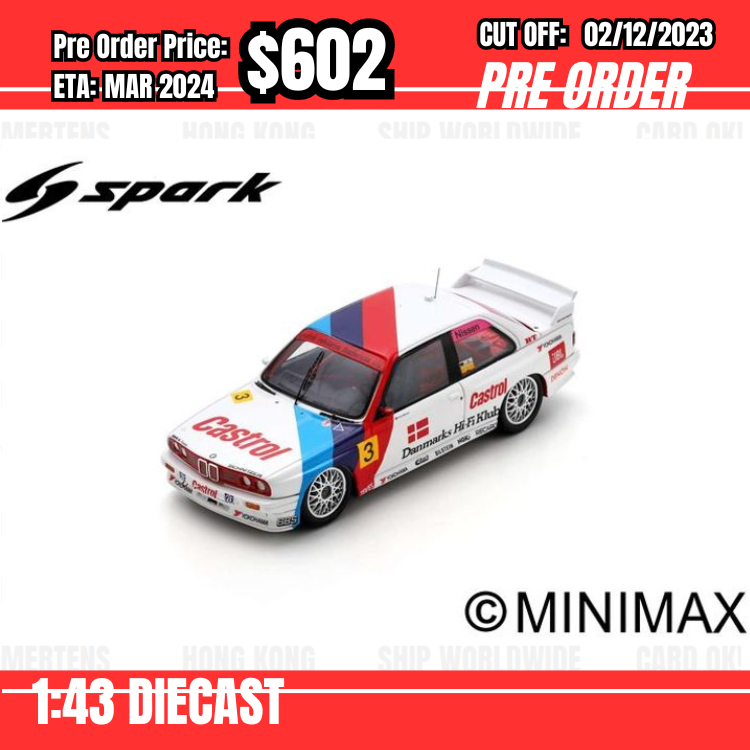 PO-$602 * Spark * 1:43 BMW E30 M3 No.3 Schnitzer GP Denmark 1991 Kris Nissen [OD13/11]