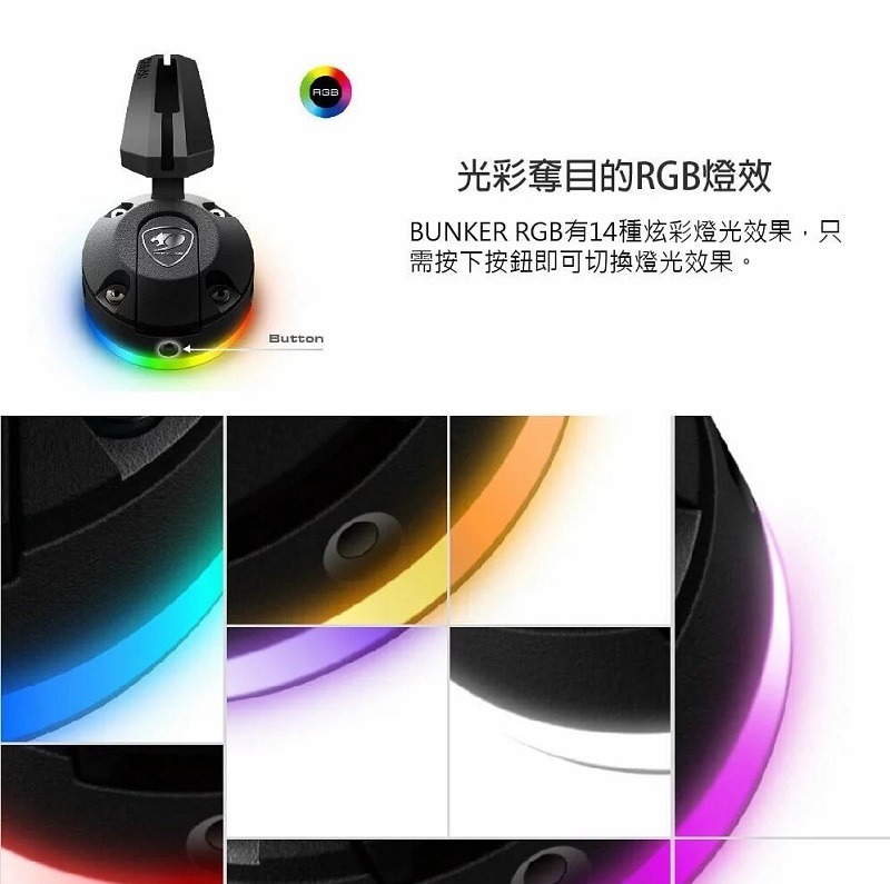 米特3C數位–COUGAR 美洲獅 Bunker RGB 真空吸盤滑鼠理線器