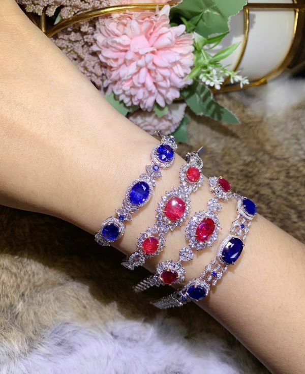 18k 皇家藍/無燒紅寶石手鏈